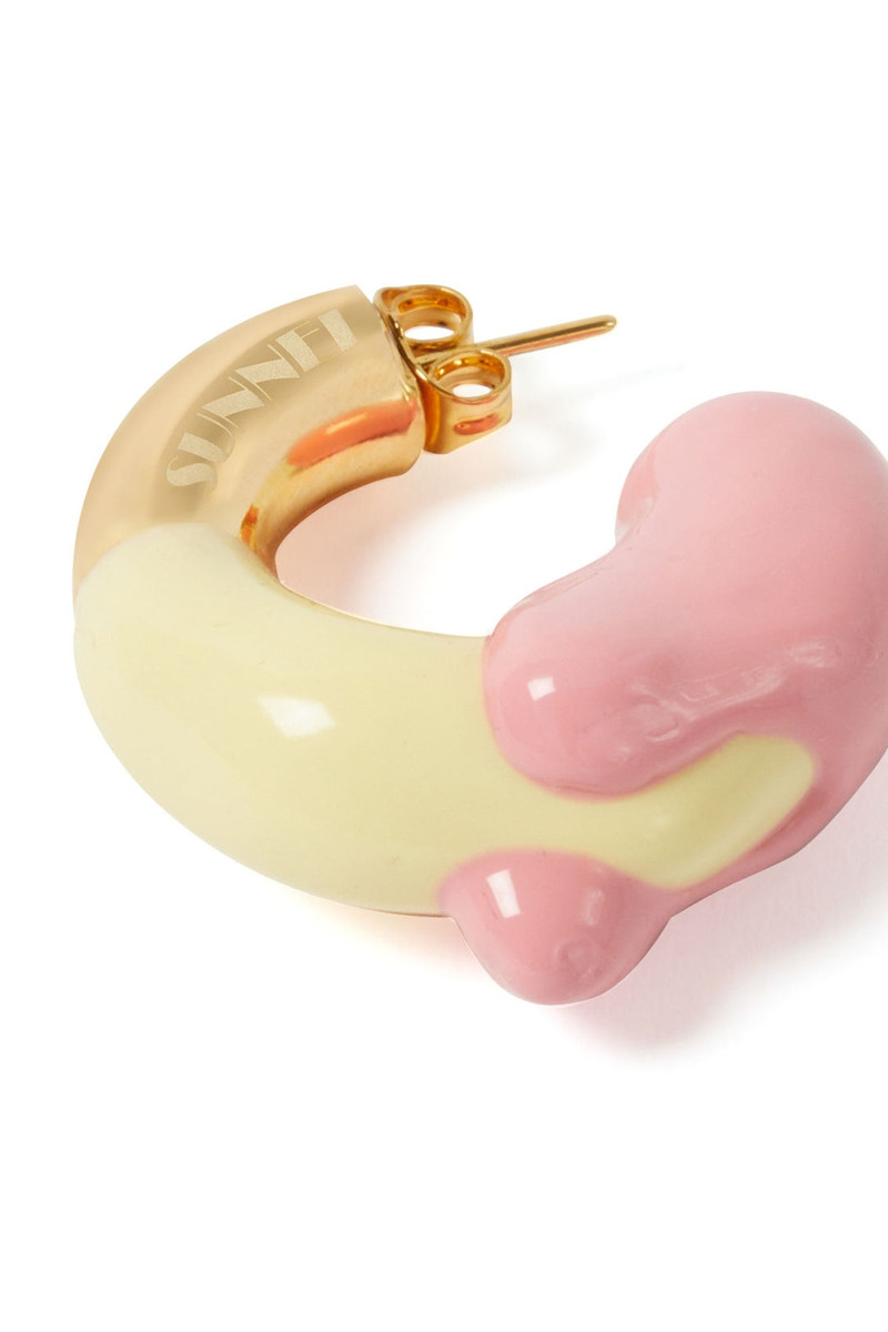 SUNNEI SMALL RUBBERIZED EARRINGS GOLD / pink & light yellow outlook