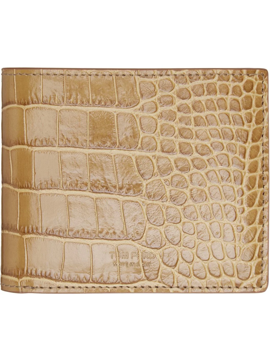 Tan Shiny Croc 'T Line' Classic Bifold Wallet - 1