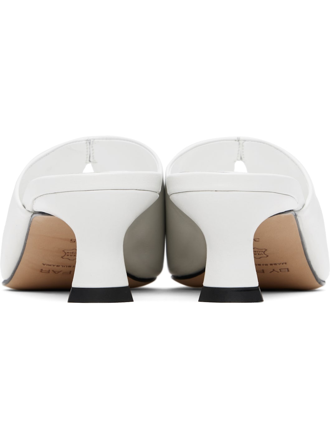 White Luciana Creased Calf Leather Heels - 2