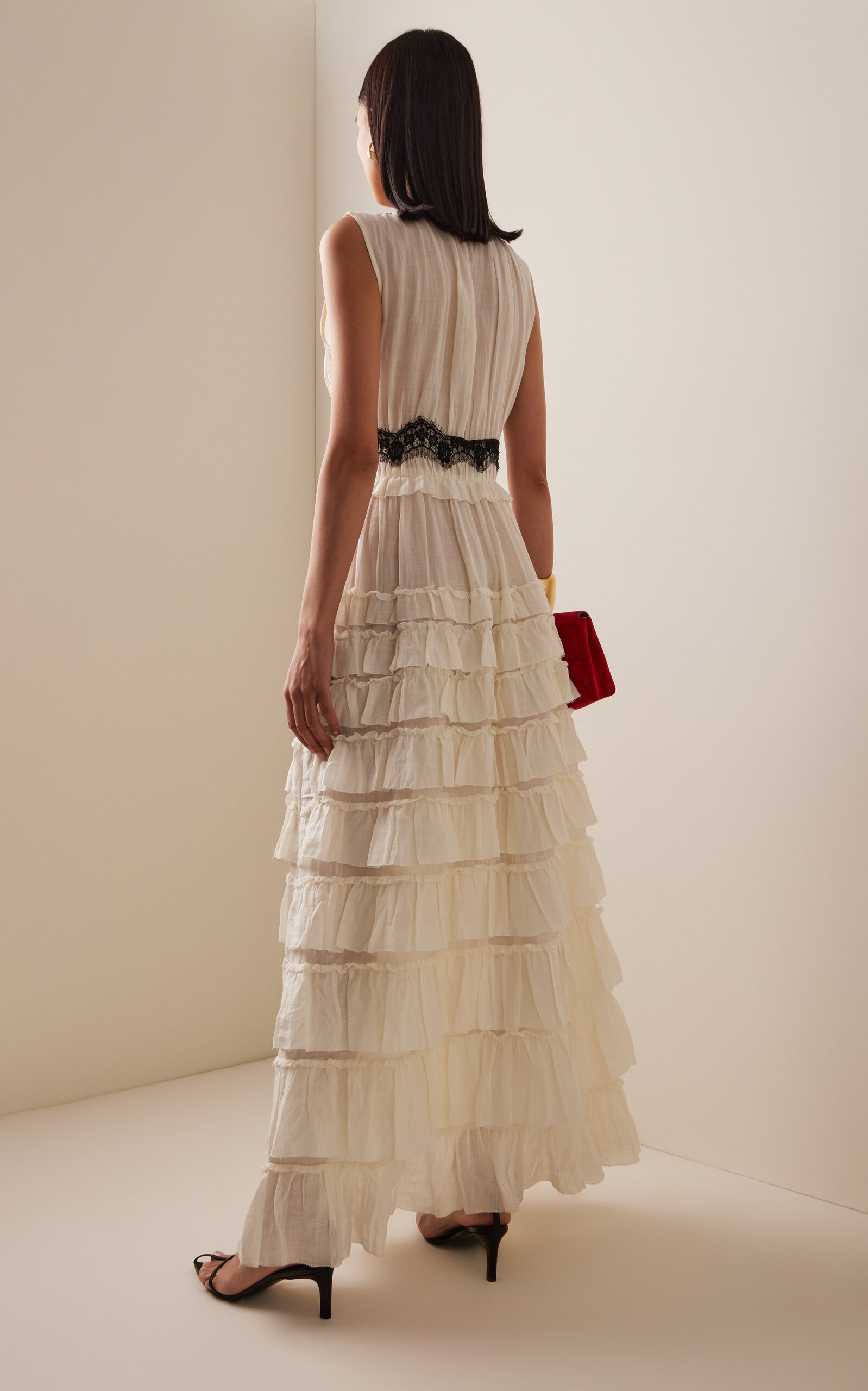 Anise Lace-Trimmed Ramie Maxi Dress white - 4