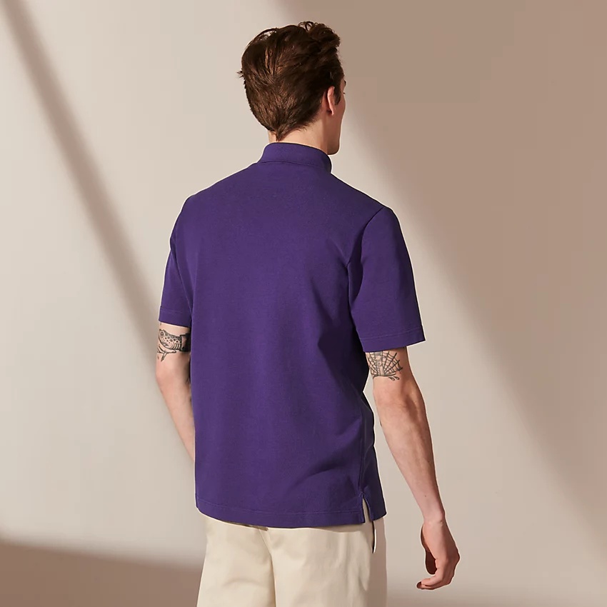 H embroidered buttoned polo shirt - 2