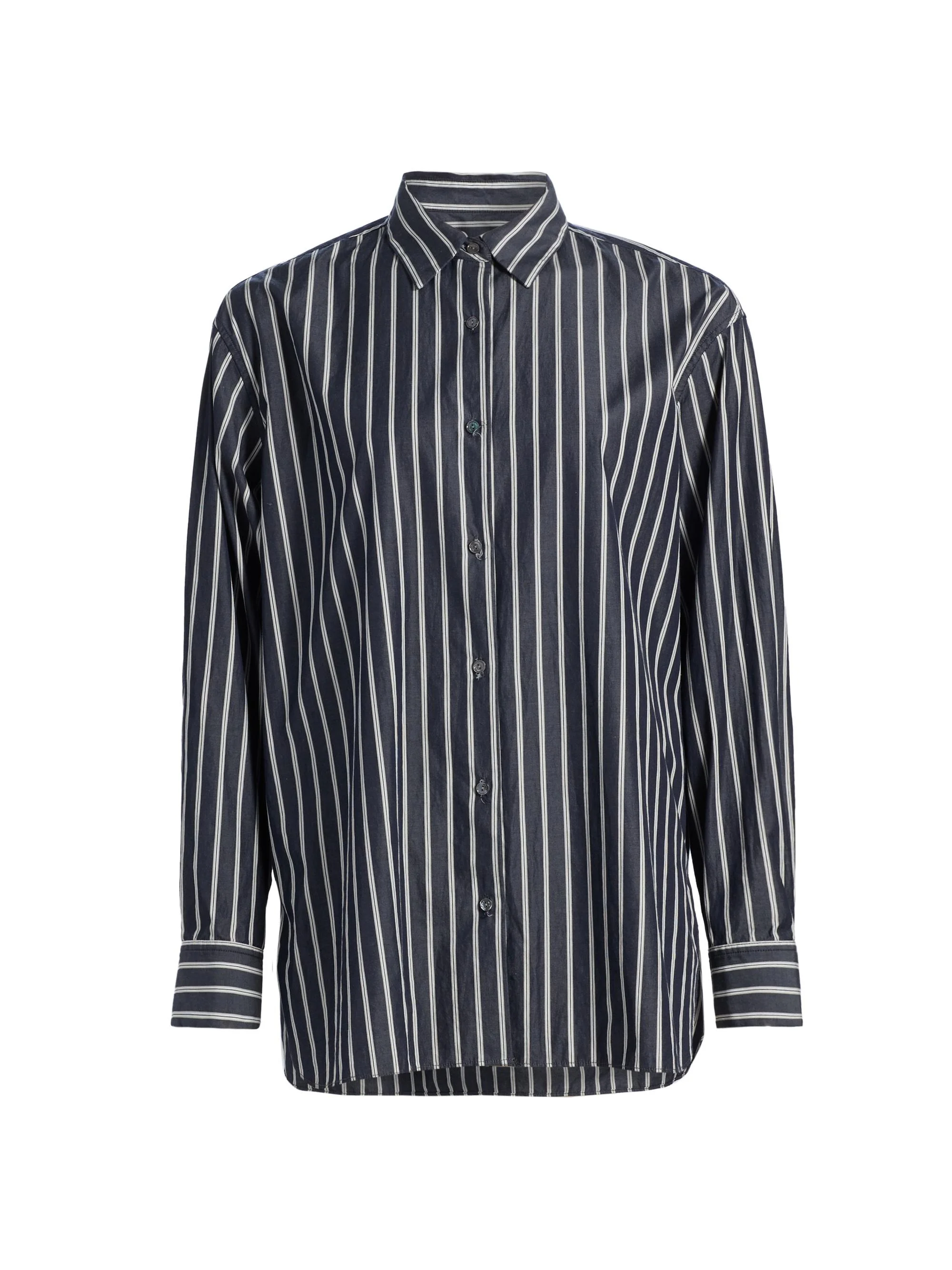 Women's Yorke Stripe Cotton Shirt - Charcoal Stripe - 1