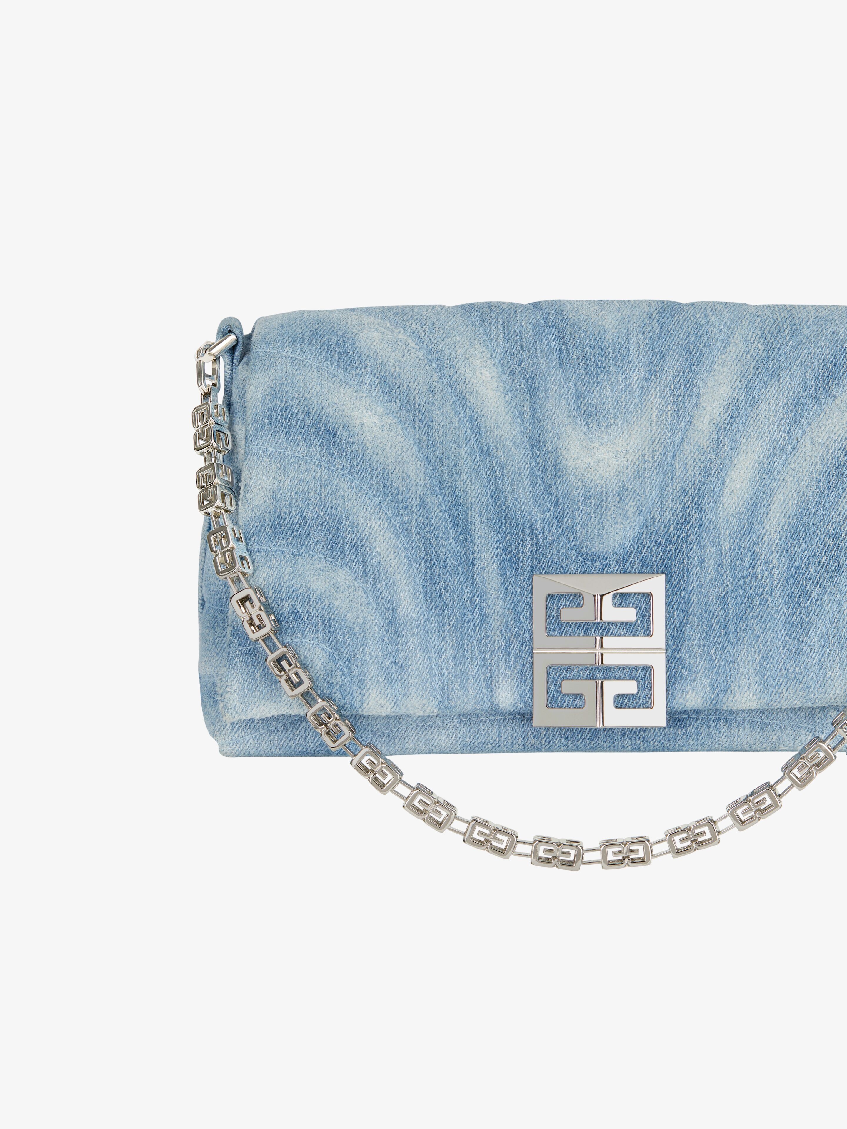 SMALL 4G SOFT BAG IN QUILTED DENIM - 8