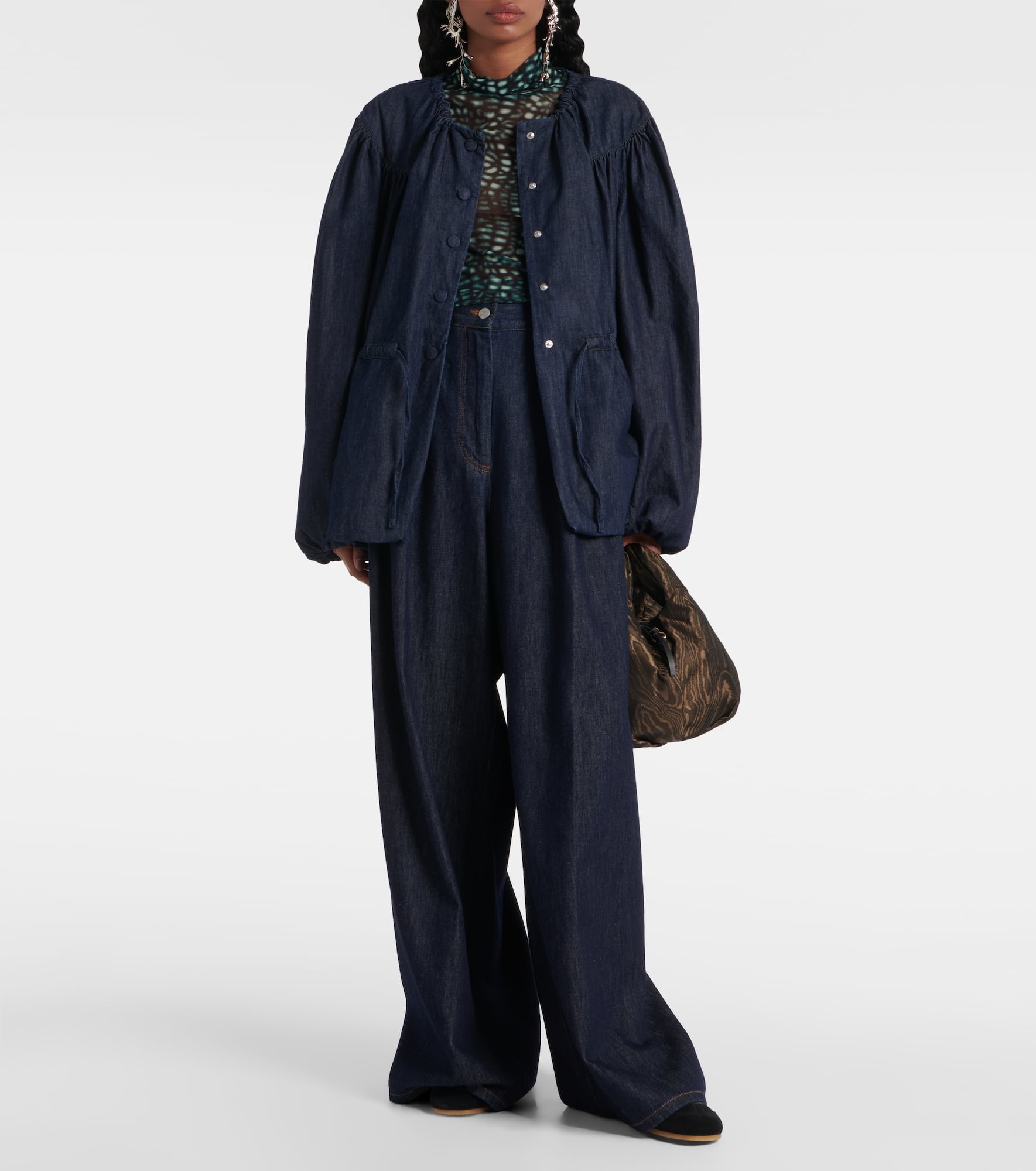 Gathered denim blouse - 2