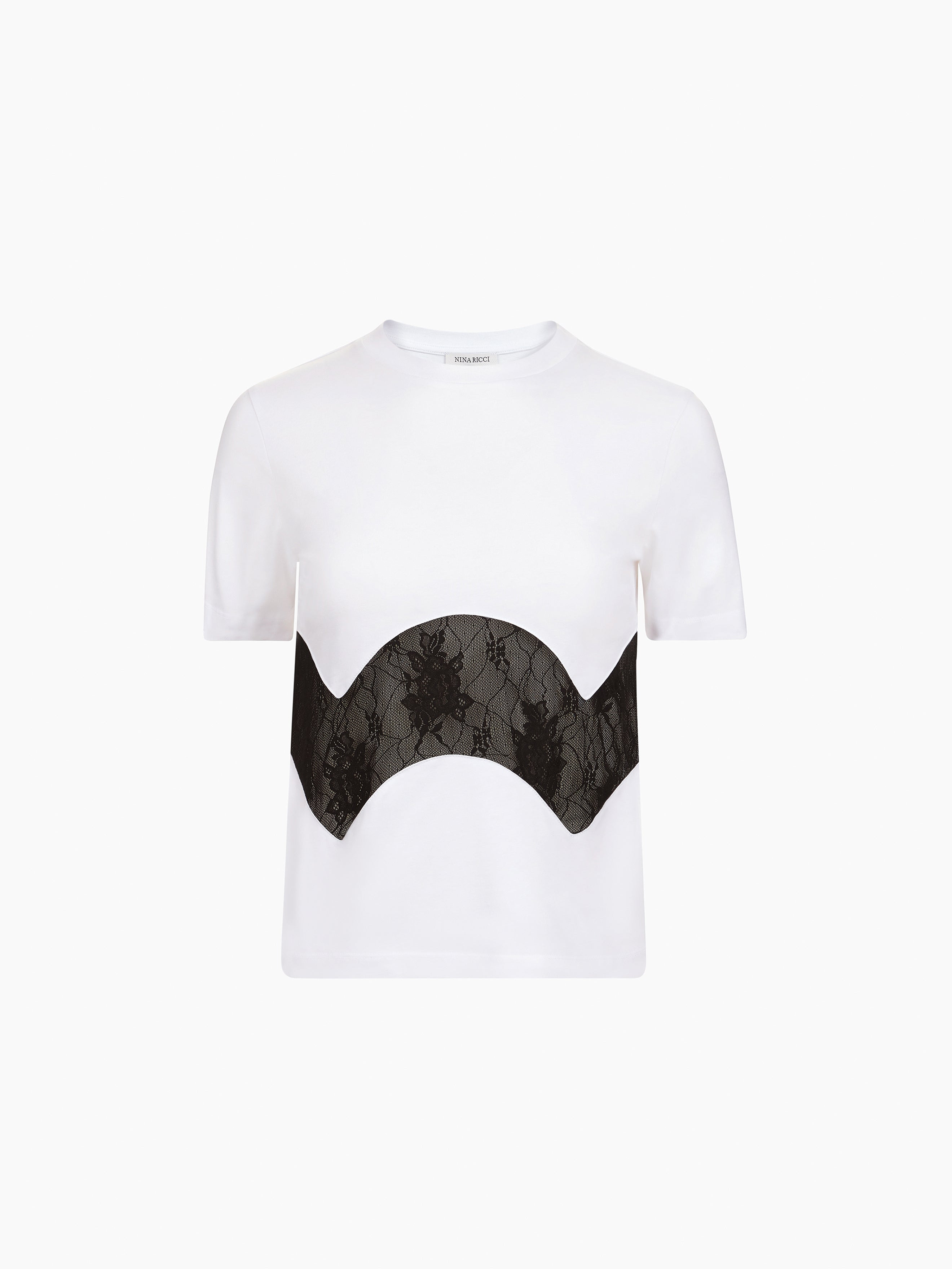 White Lace Inserts T-Shirt - 5