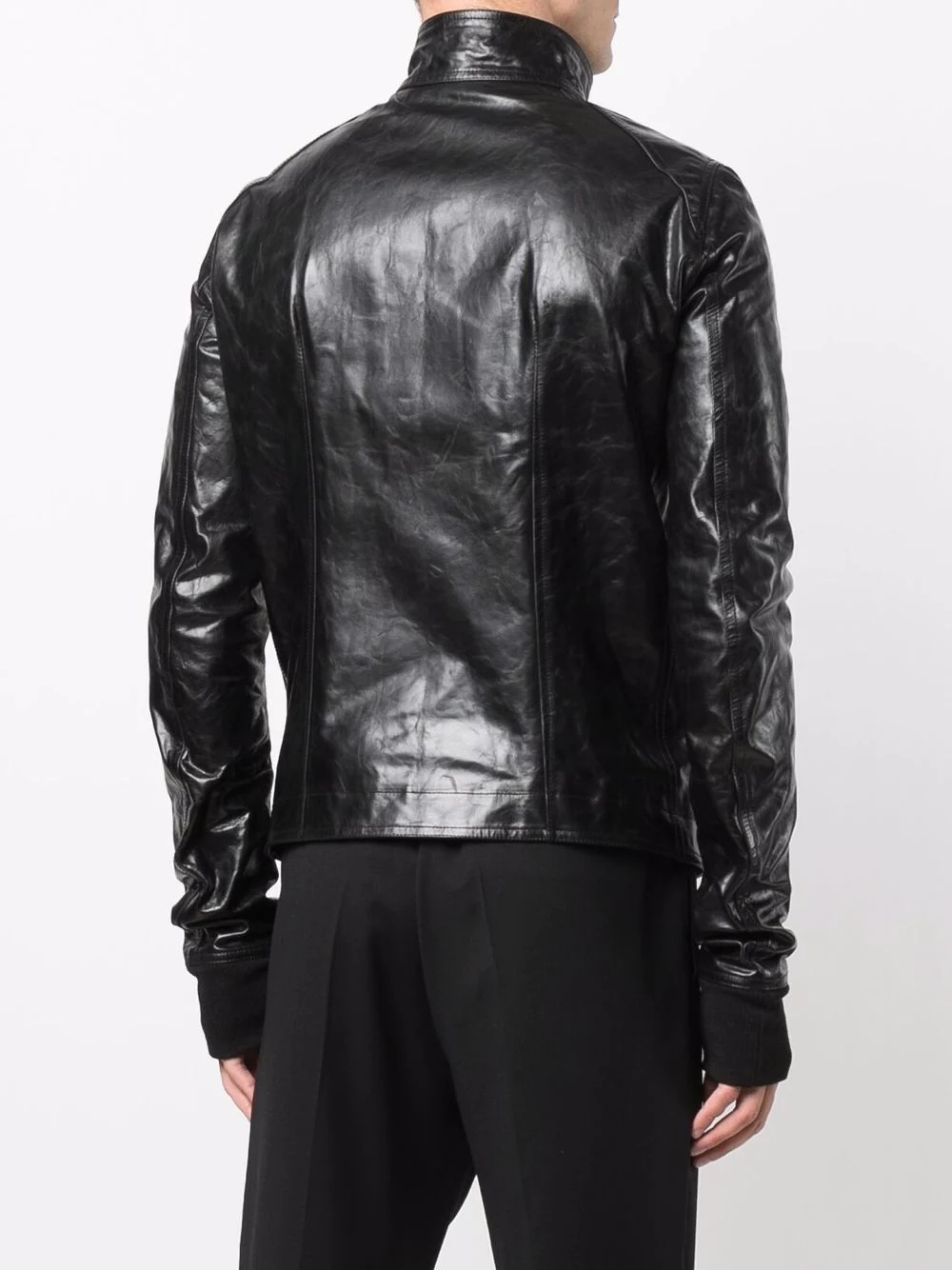 crinkled-effect leather jacket - 4