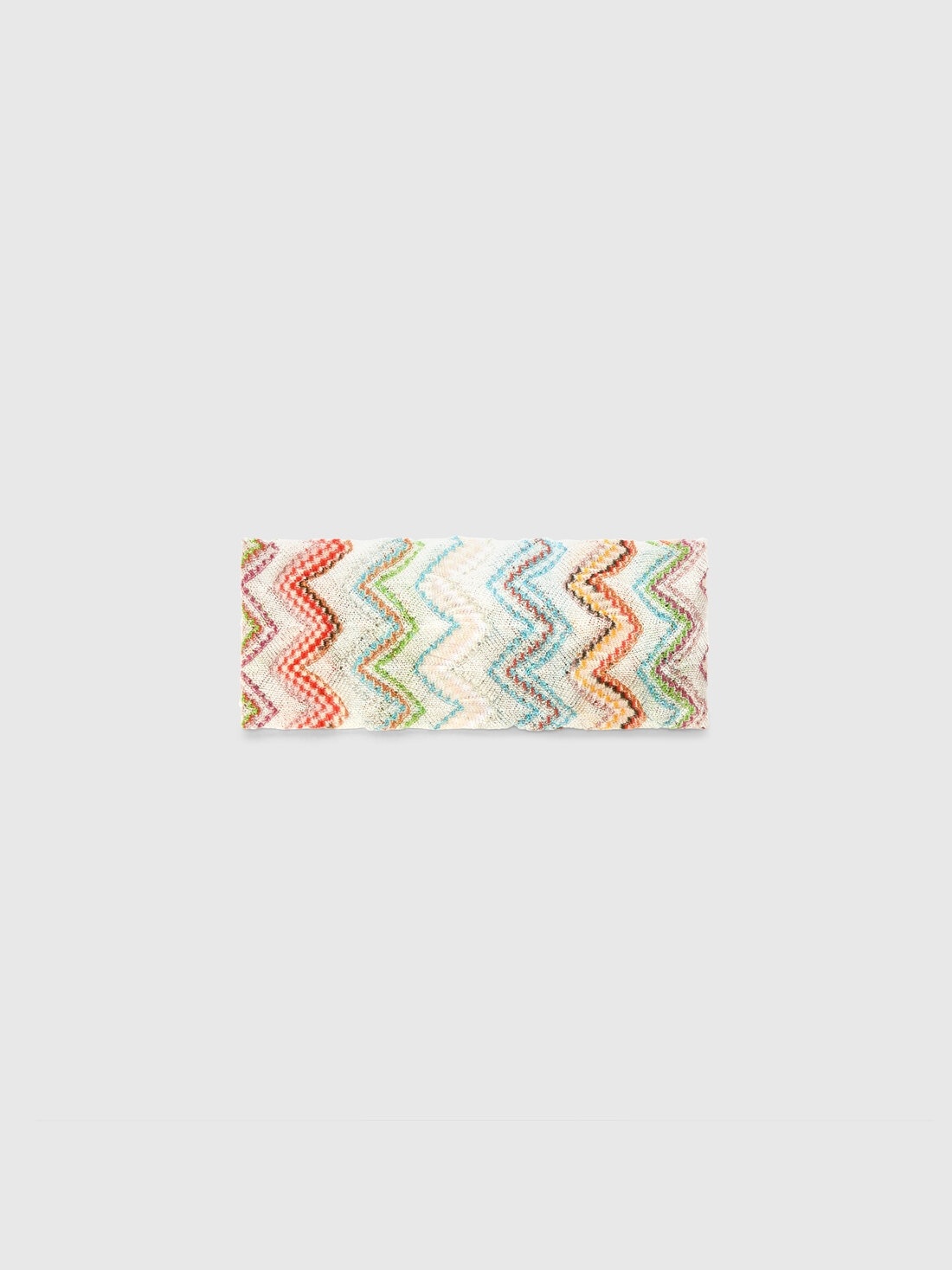 Lamé and Viscose Hairband with Knitted Effect and Zigzag Pattern - 1