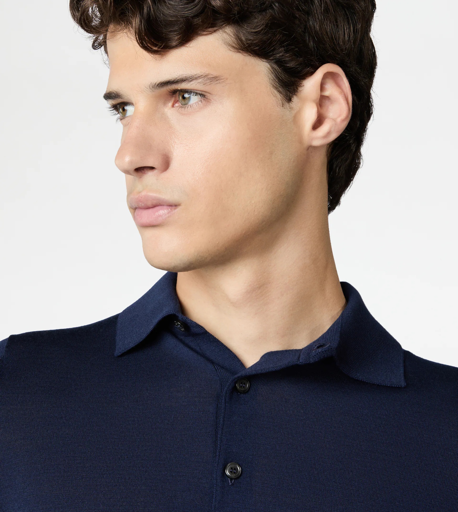 POLO SHIRT IN T15 WOOL - BLUE - 4