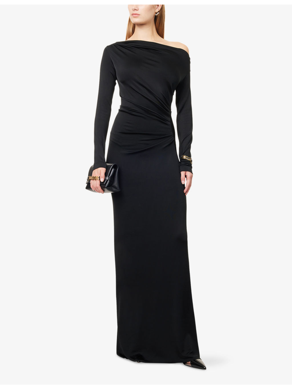 Off-Shoulder Draped Woven Maxi Dress - 2