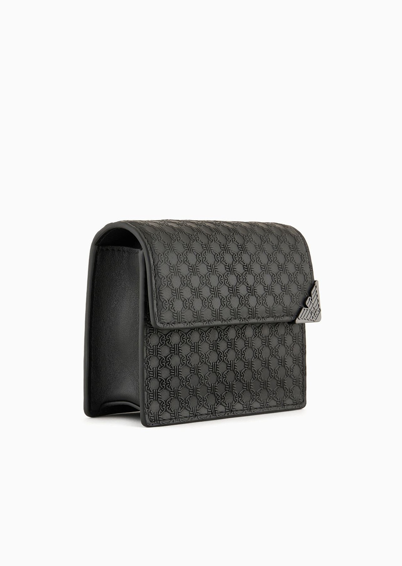 EMPORIO ARMANI Leather mini bag with shoulder strap and all-over embossed pattern outlook