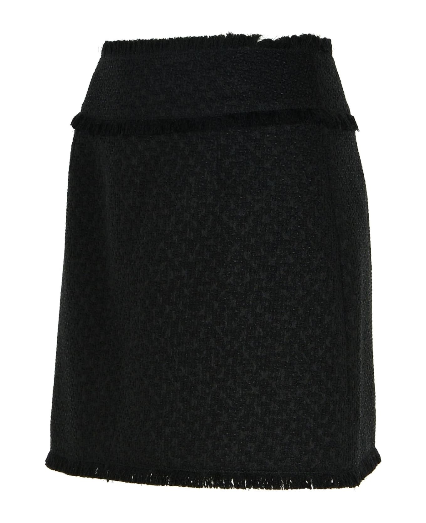 Black Wool Blend Miniskirt - 2