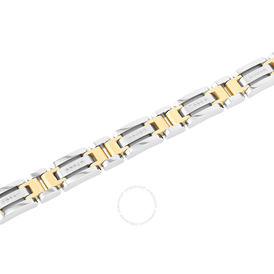 Robert Alton - Robert Alton 1/6CTW Diamond Stainless Steel with Yellow Finish Men's H-Link Bracelet - 2