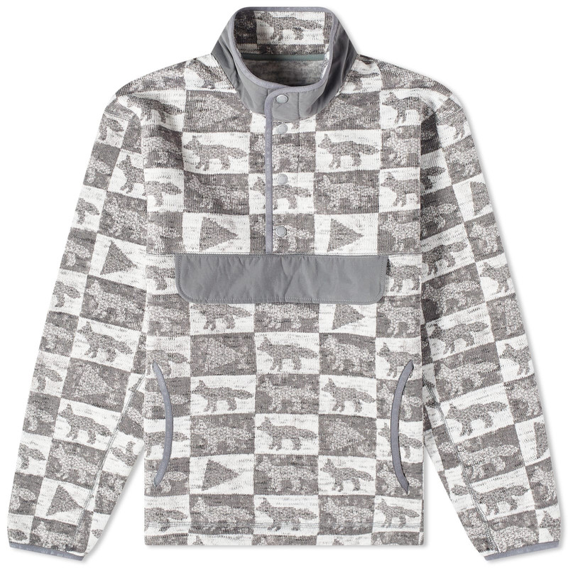 and wander x Maison Kitsune Fox Checkers Half Snap Fleece 1