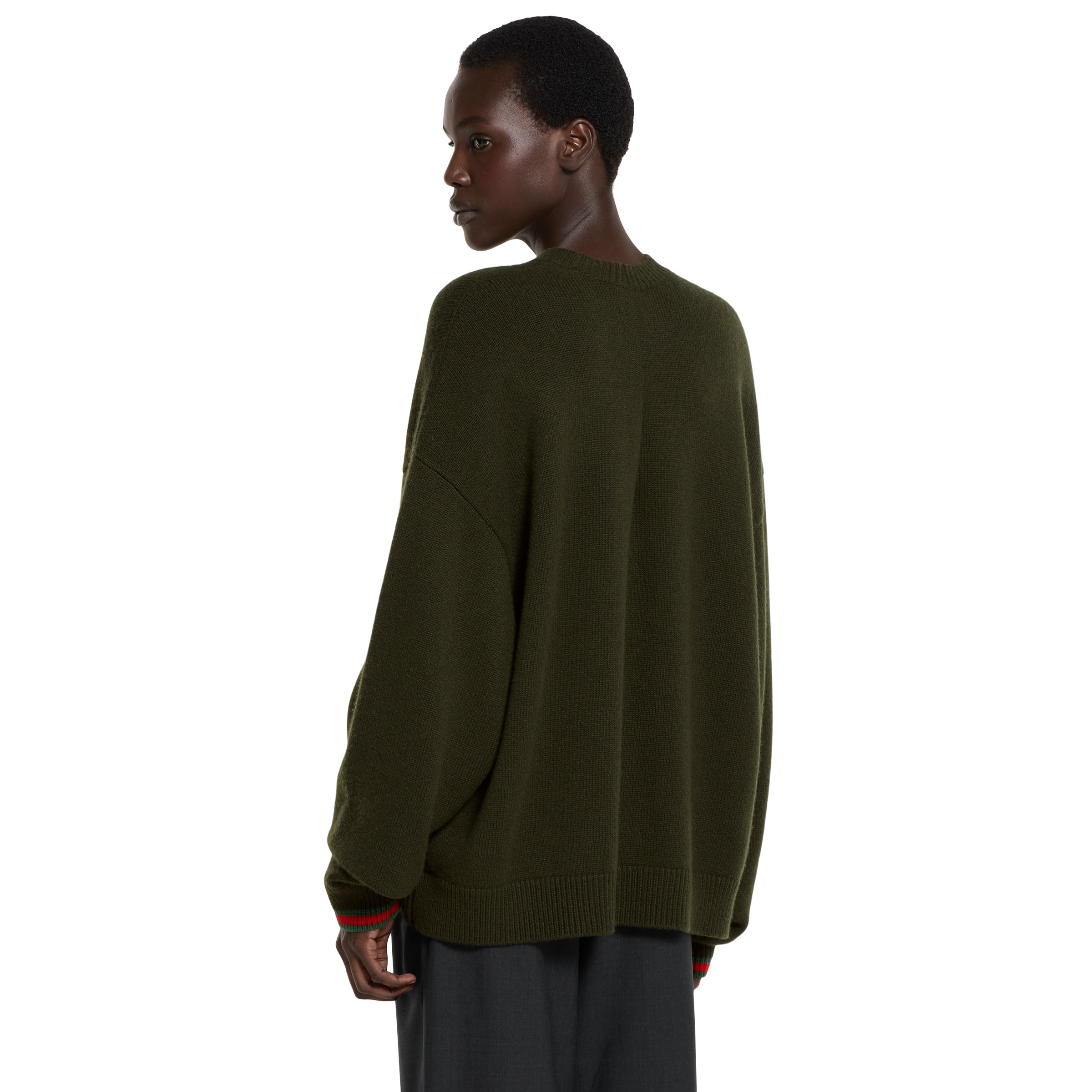 Wool cashmere sweater with Web trim - 4