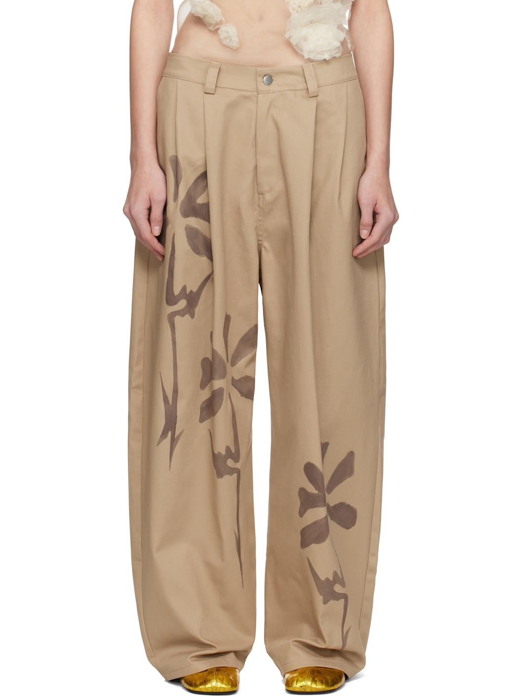 【関税込み】Collina Strada ベージュ Catchfly トラウザーズ Collina Strada Beige Catchfly Trousers | REVERSIBLE