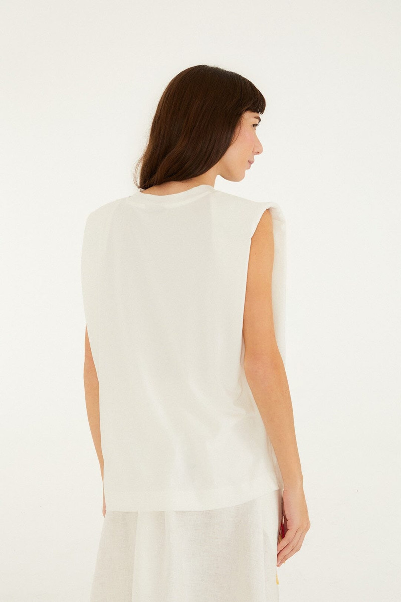 Off-White Birds On Branch Embroidered Organic Cotton T-Shirt 4