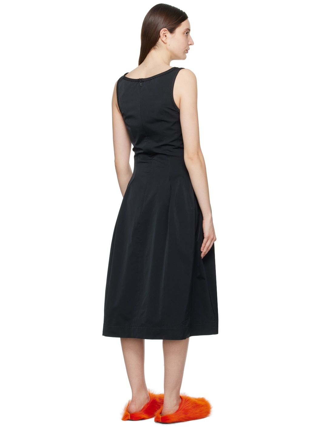 Black Scoop Neck Midi Dress - 3