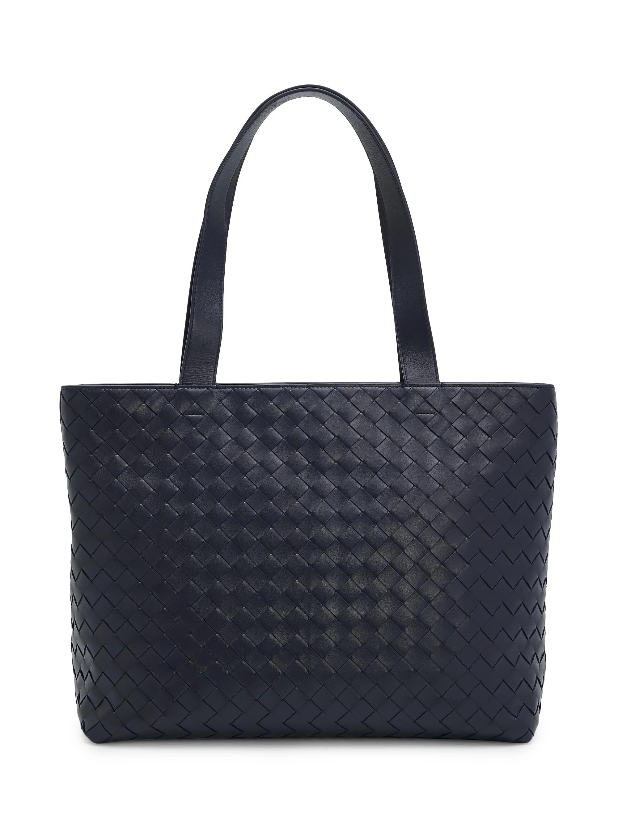 Men's Small Intrecciato Zipped Tote Bag - Midnight Silver - 1