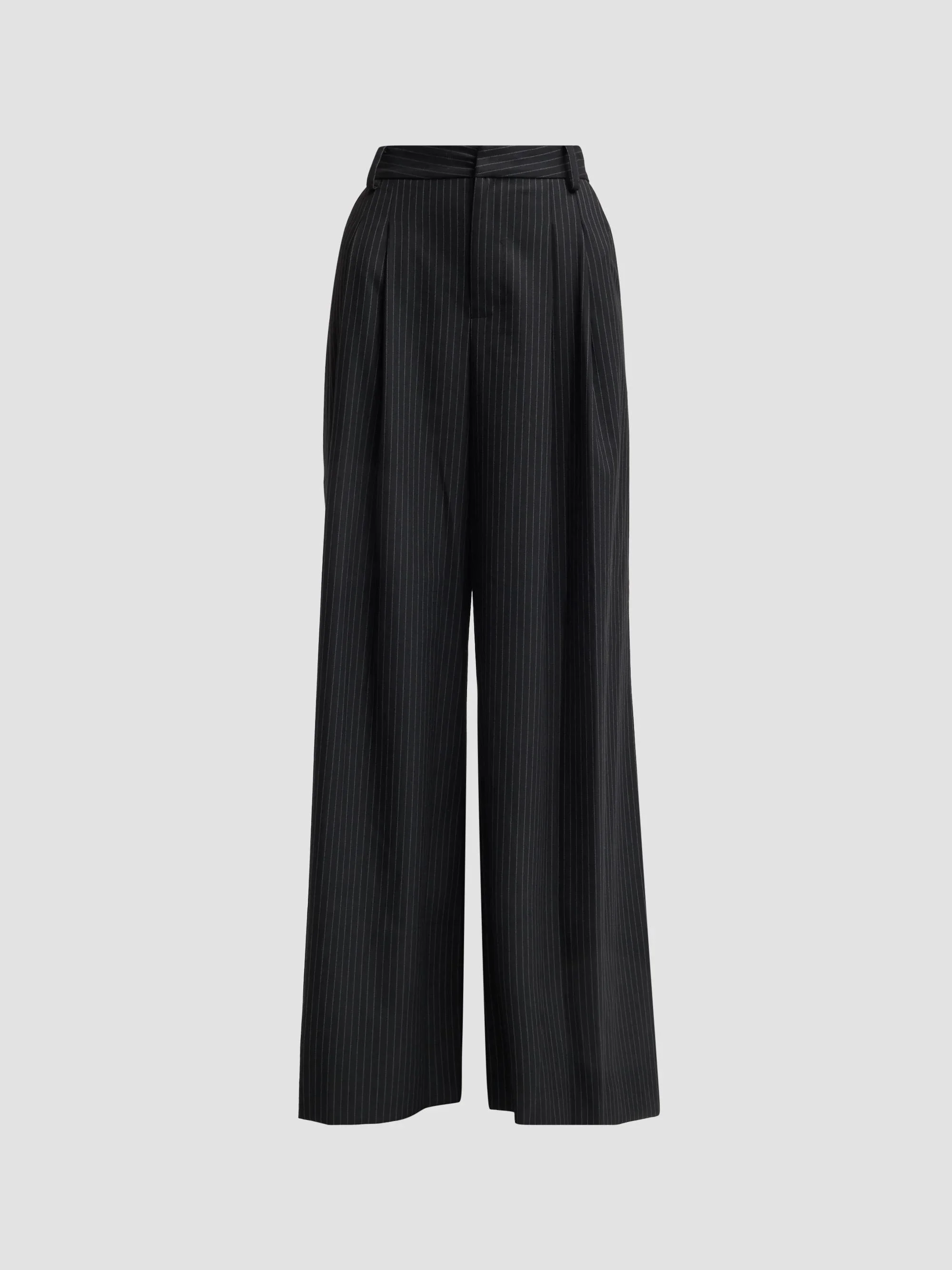 Women's Chelsy Wide-Leg Pants - Black Grey Pinstripe - 1