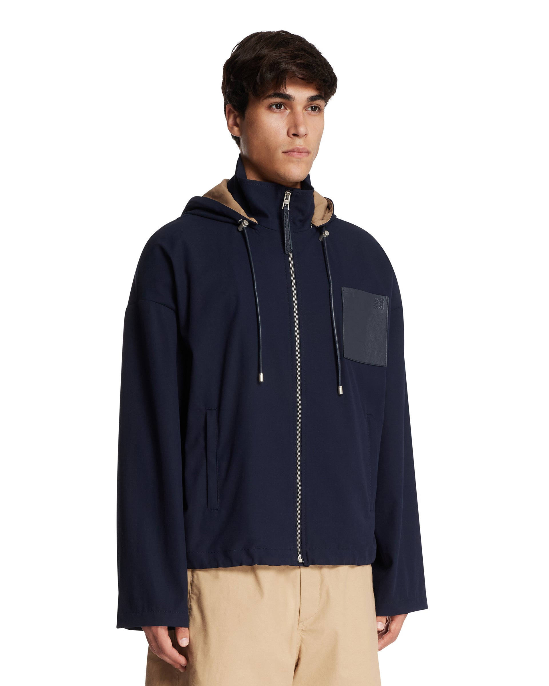 Blue Cotton Hoodie Jacket - 4