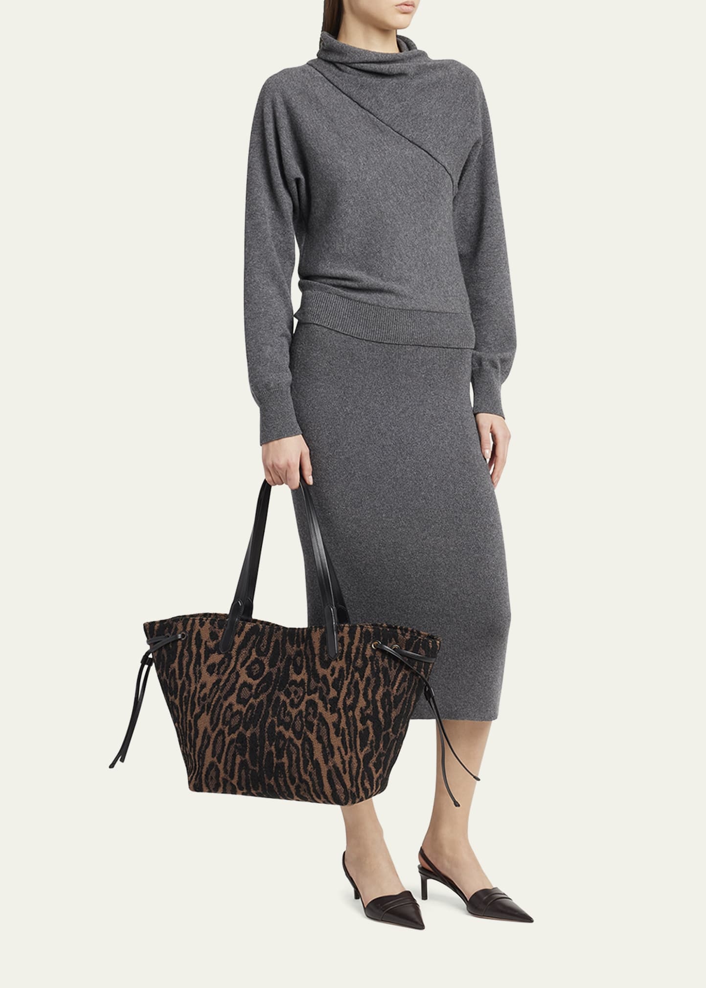 Large Tote Bag in Ocelot Jacquard - 6