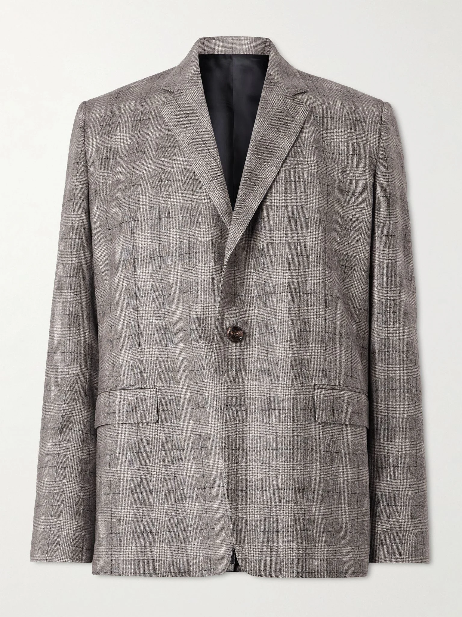 Prince of Wales Checked Wool and Cashmere-Blend Blazer Gray - 1