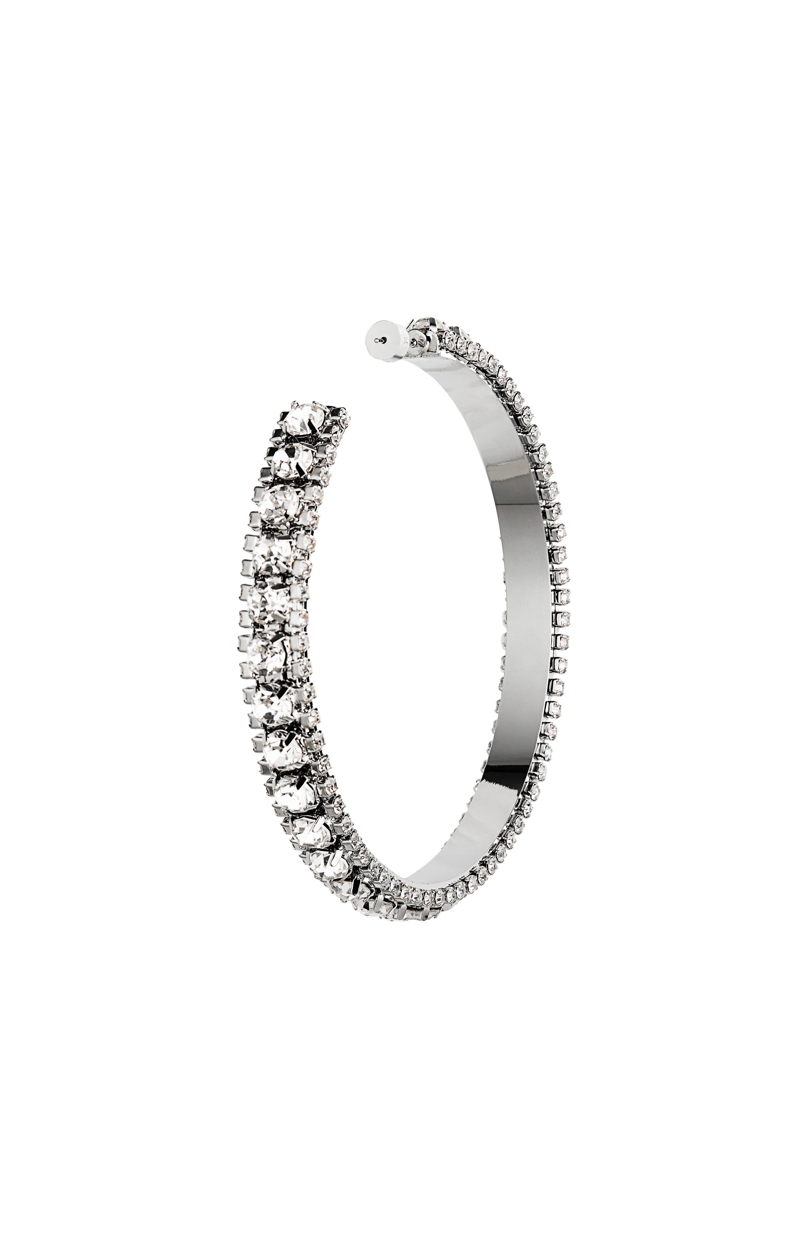Area Large Crystal Hoop Earrings in Clear Crystal/Silver at Nordstrom - 2