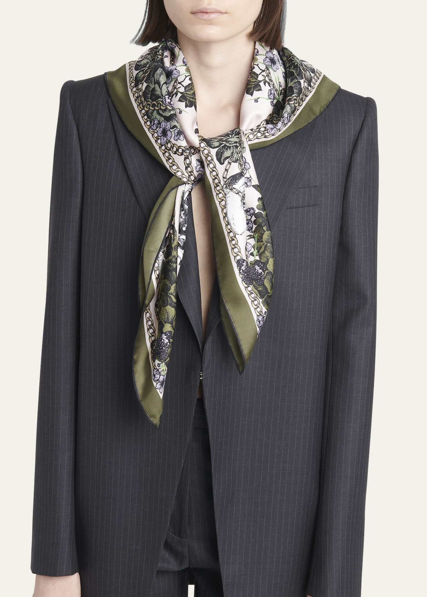 Blossom Skull Silk Twill Square Scarf - 3