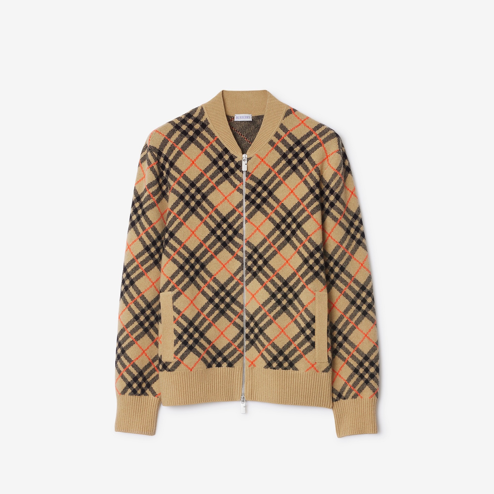 Check Cashmere Bomber Jacket - 1