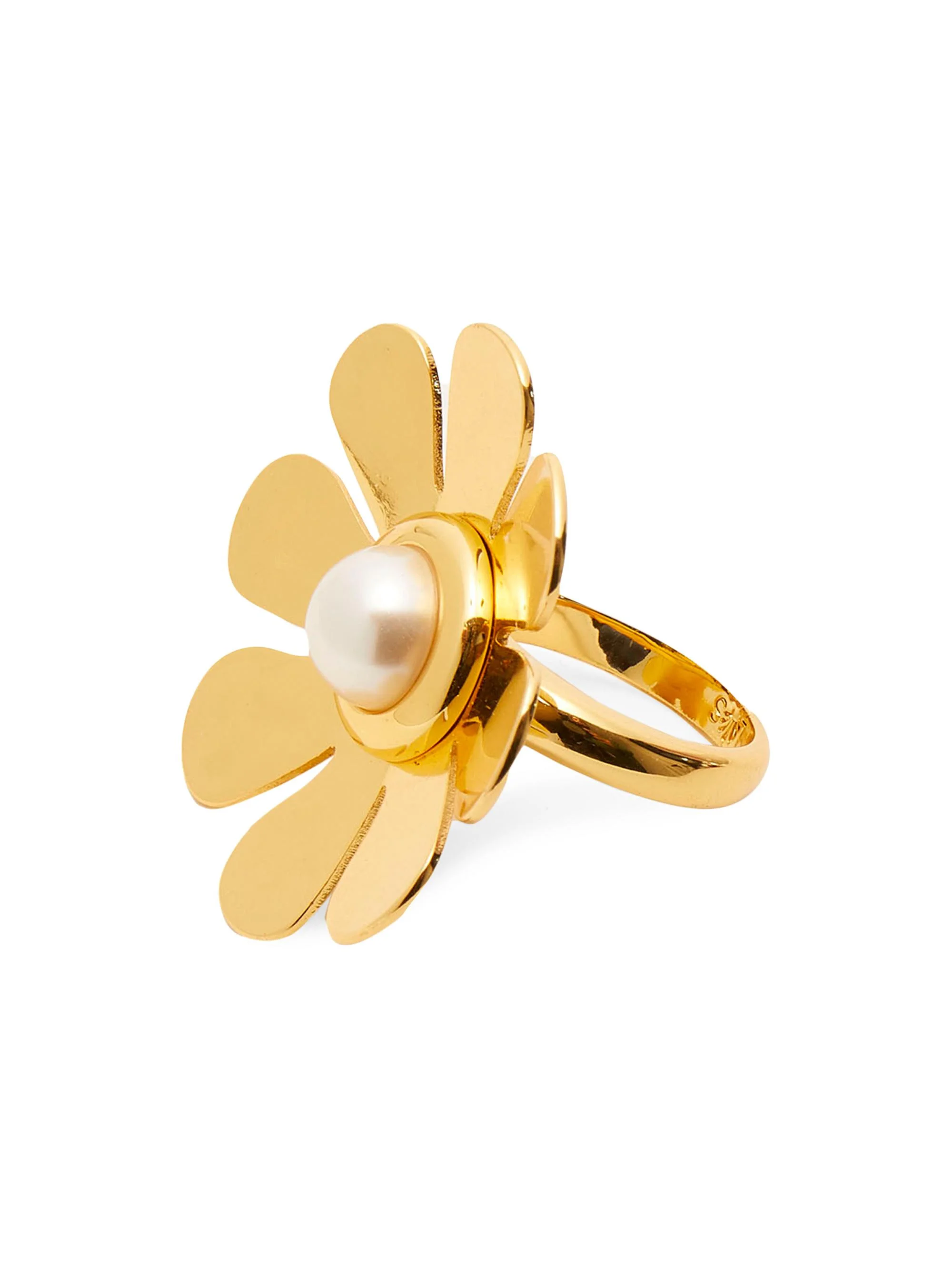 Women's Daisy 14K Gold-Plated & Faux Pearl Cocktail Ring - Yellow Gold - 1
