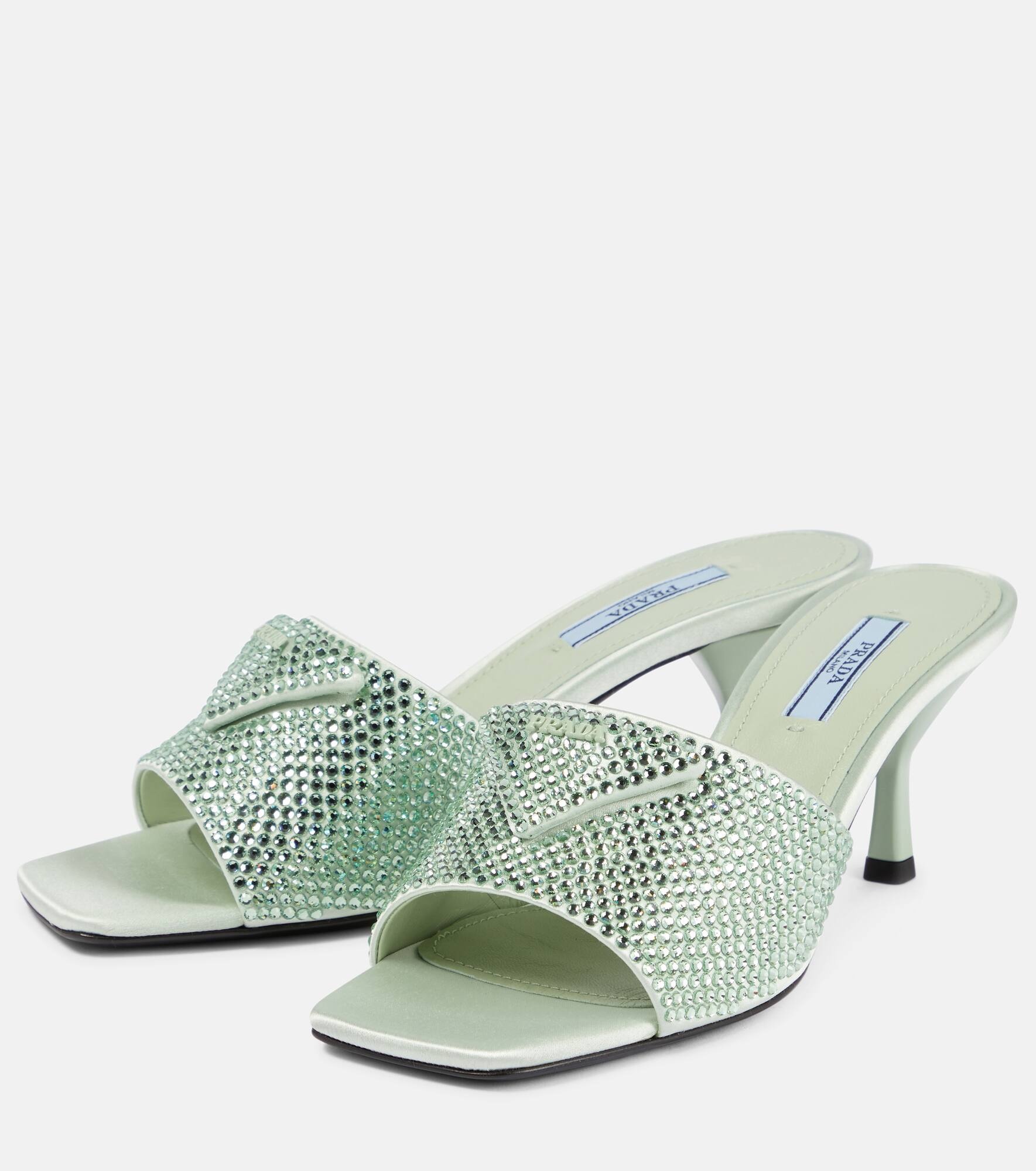 Crystal-embellished satin mules - 5