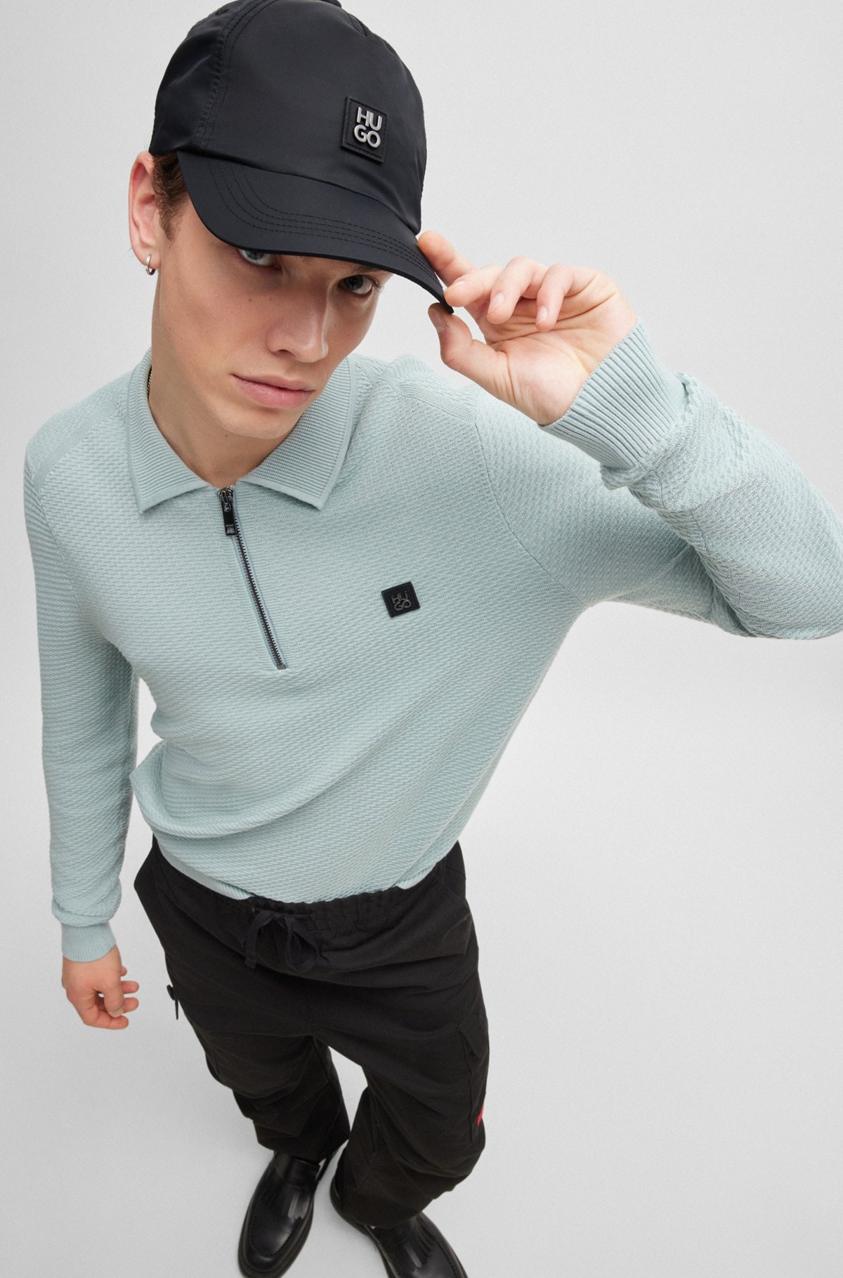 WATERPROOF NYLON CAP WITH STACKED LOGO BADGE - 5