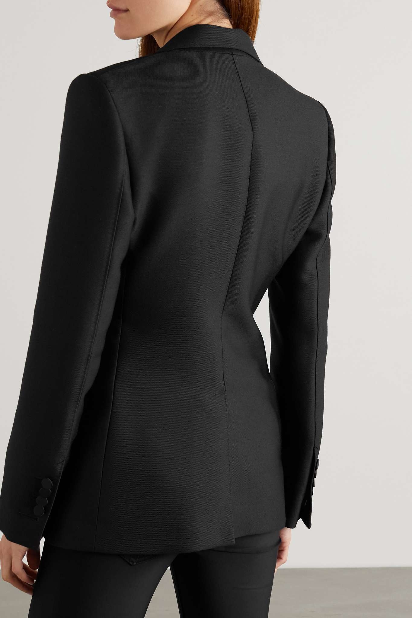 Silk satin-trimmed wool-gabardine blazer - 4