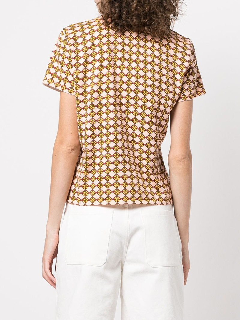 logo-check cotton T-shirt 4
