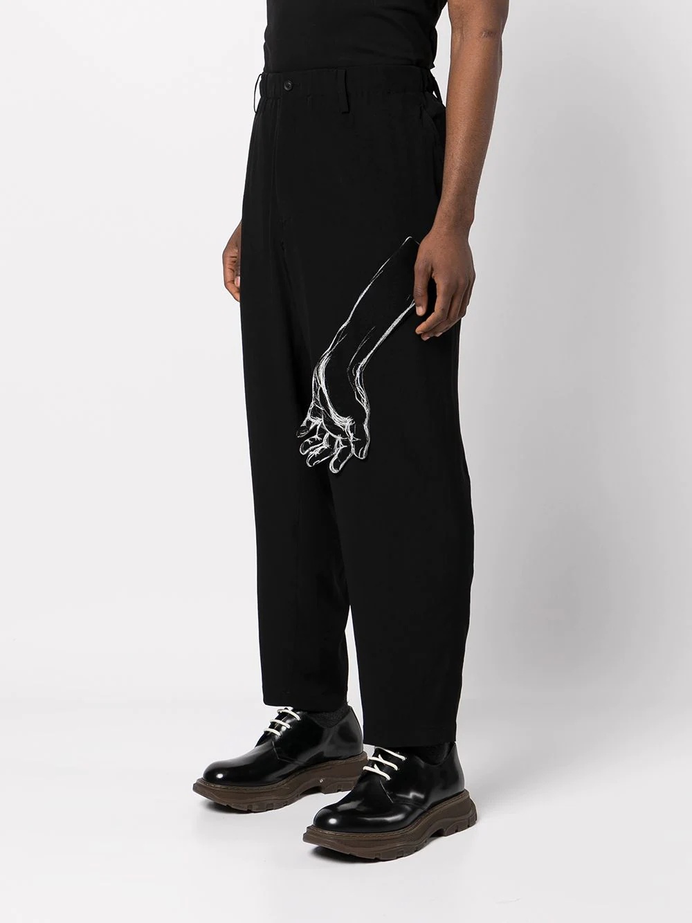 hand-illustrated tapered trousers - 3