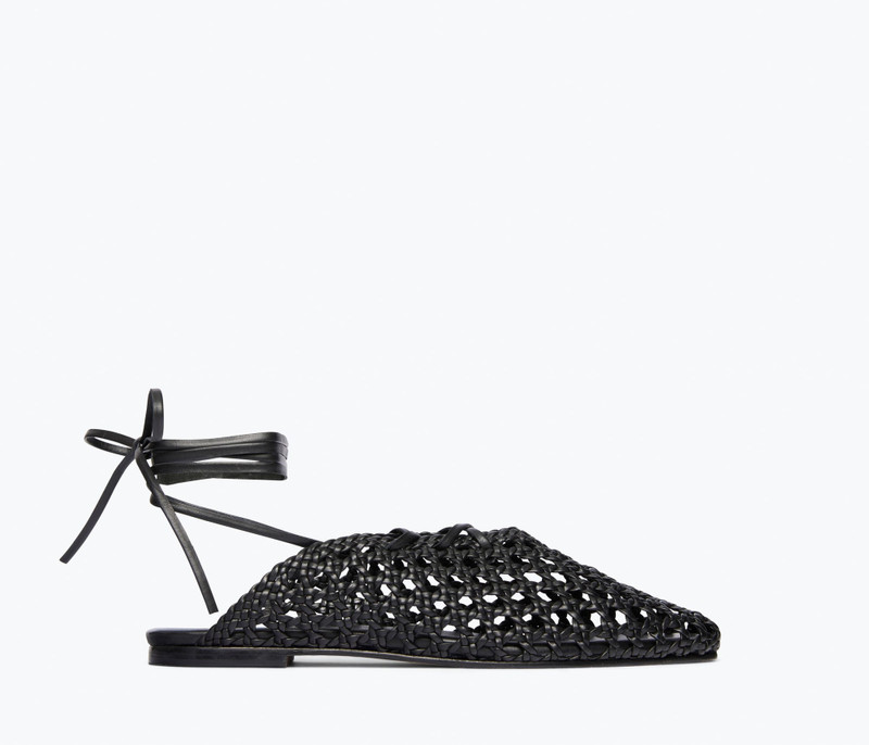 ETTA WOVEN ANKLE LACE-UP FLAT 1