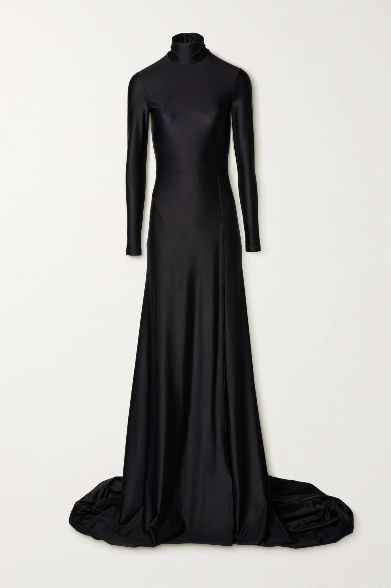 Draped jersey turtleneck gown - 1