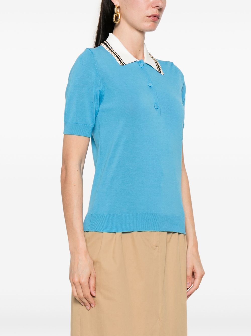 crystal-embellished polo top - 3