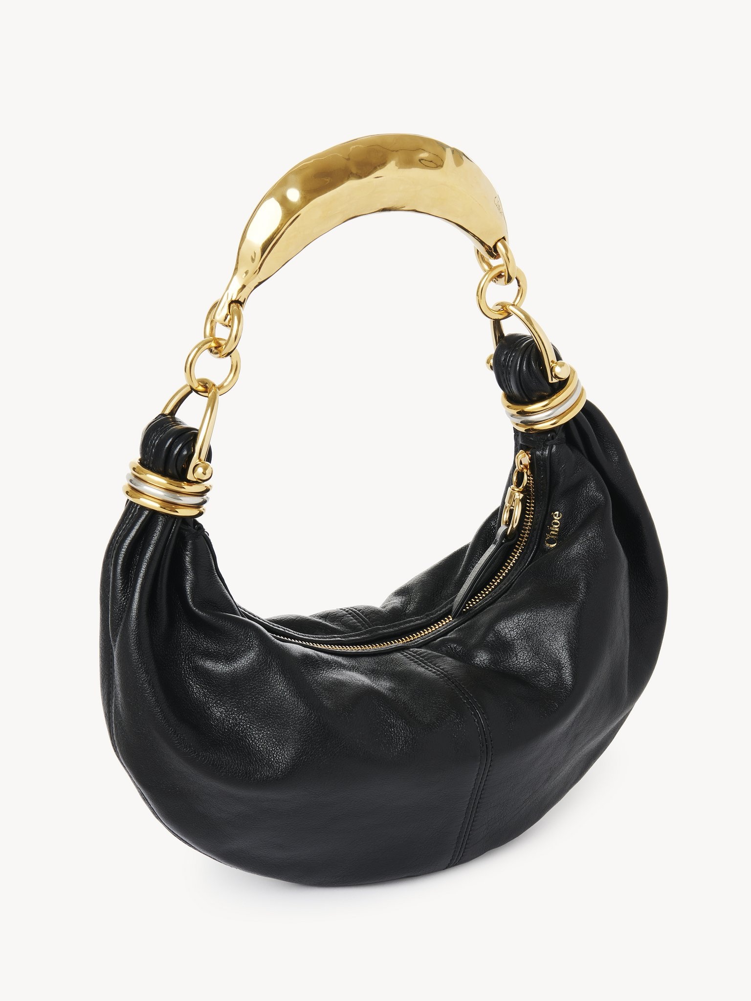 SMALL BRACELET HOBO BAG IN GRAINED LEATHER - 3