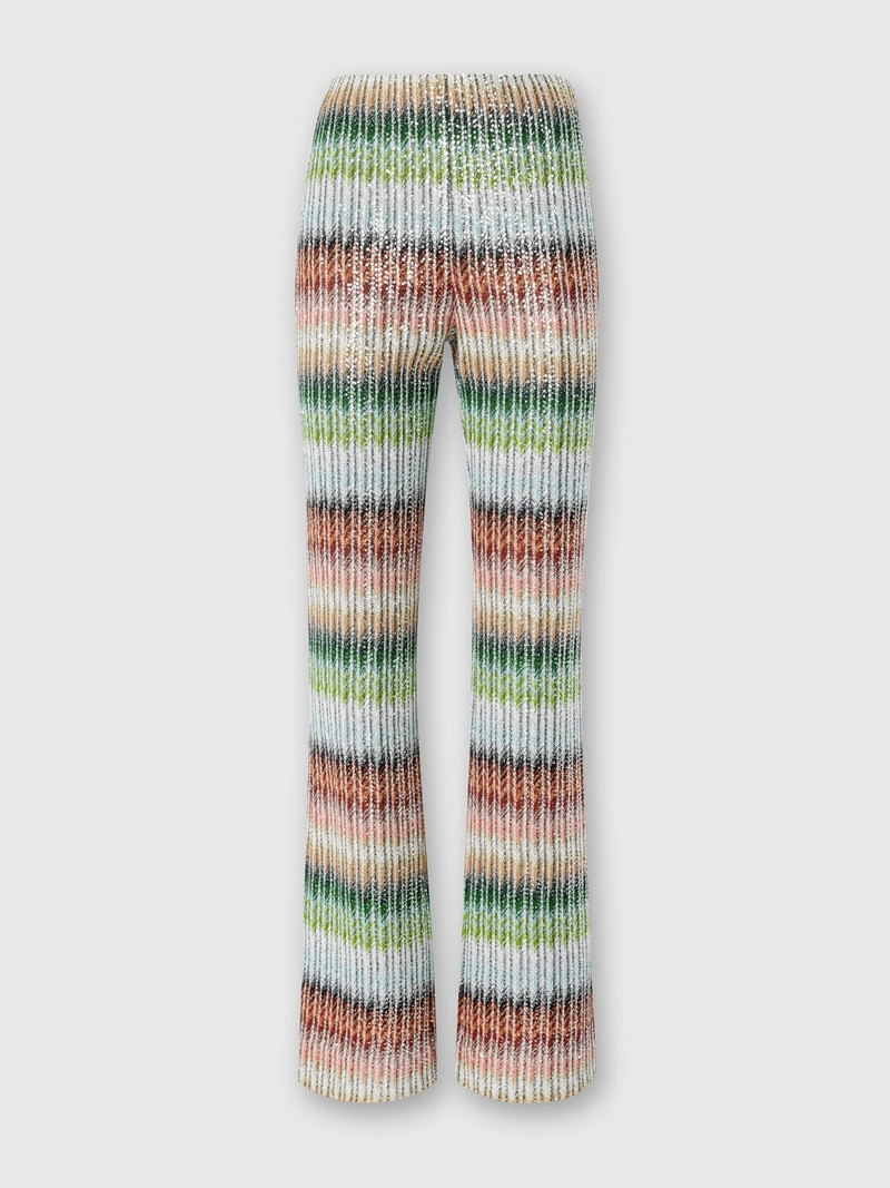Flared trousers in gradient zig zag knit with sequins 1