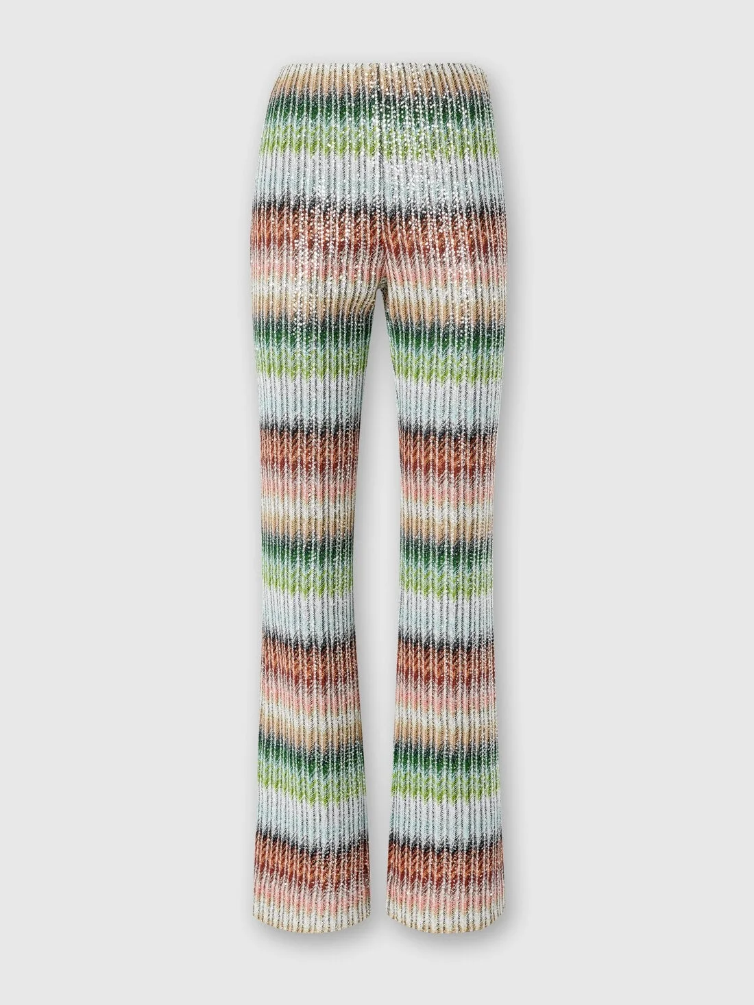 Flared trousers in gradient zig zag knit with sequins - 1