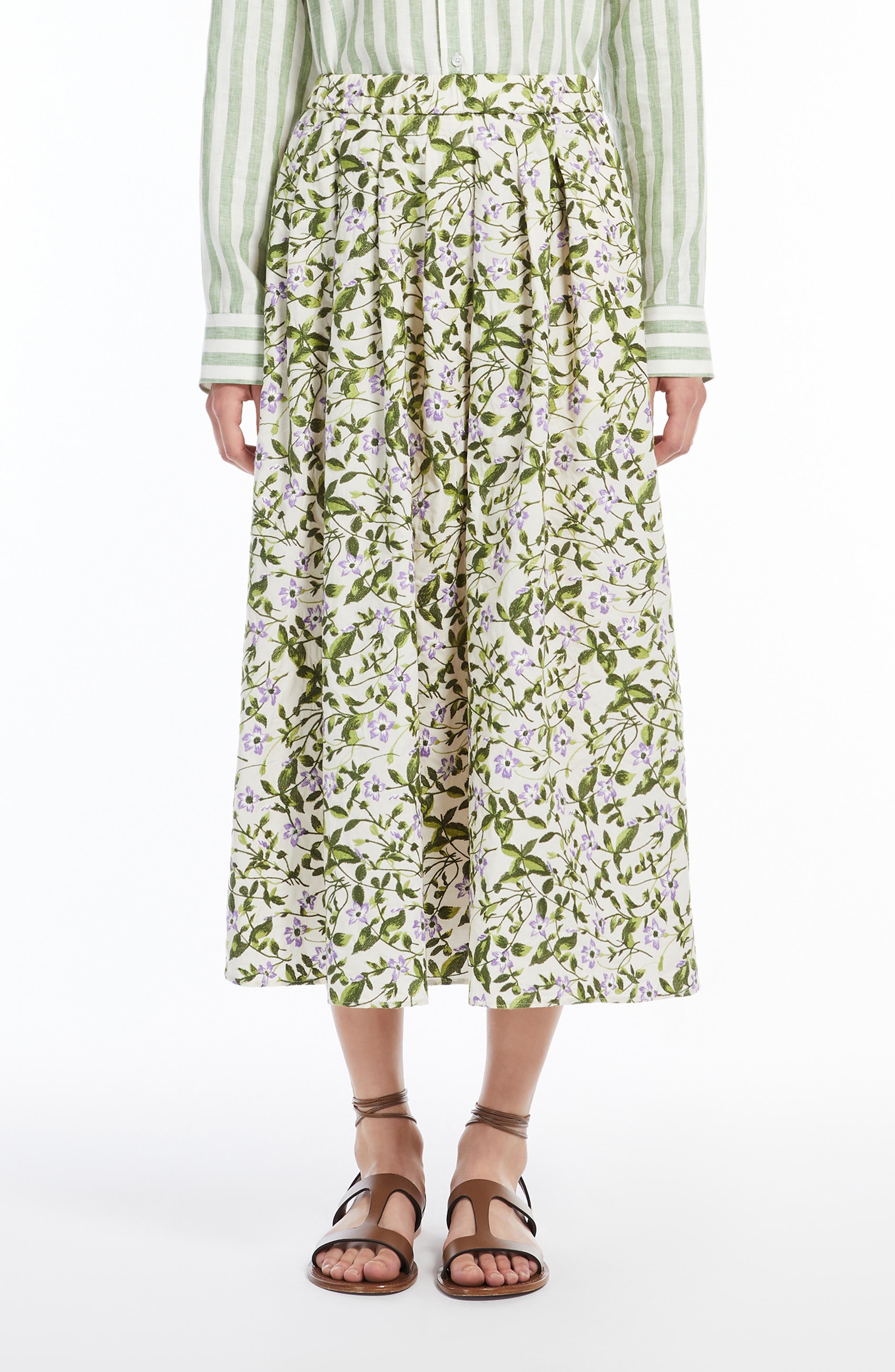 Weekend Max Mara Orme Pleated Maxi Skirt in Ecru at Nordstrom - 1