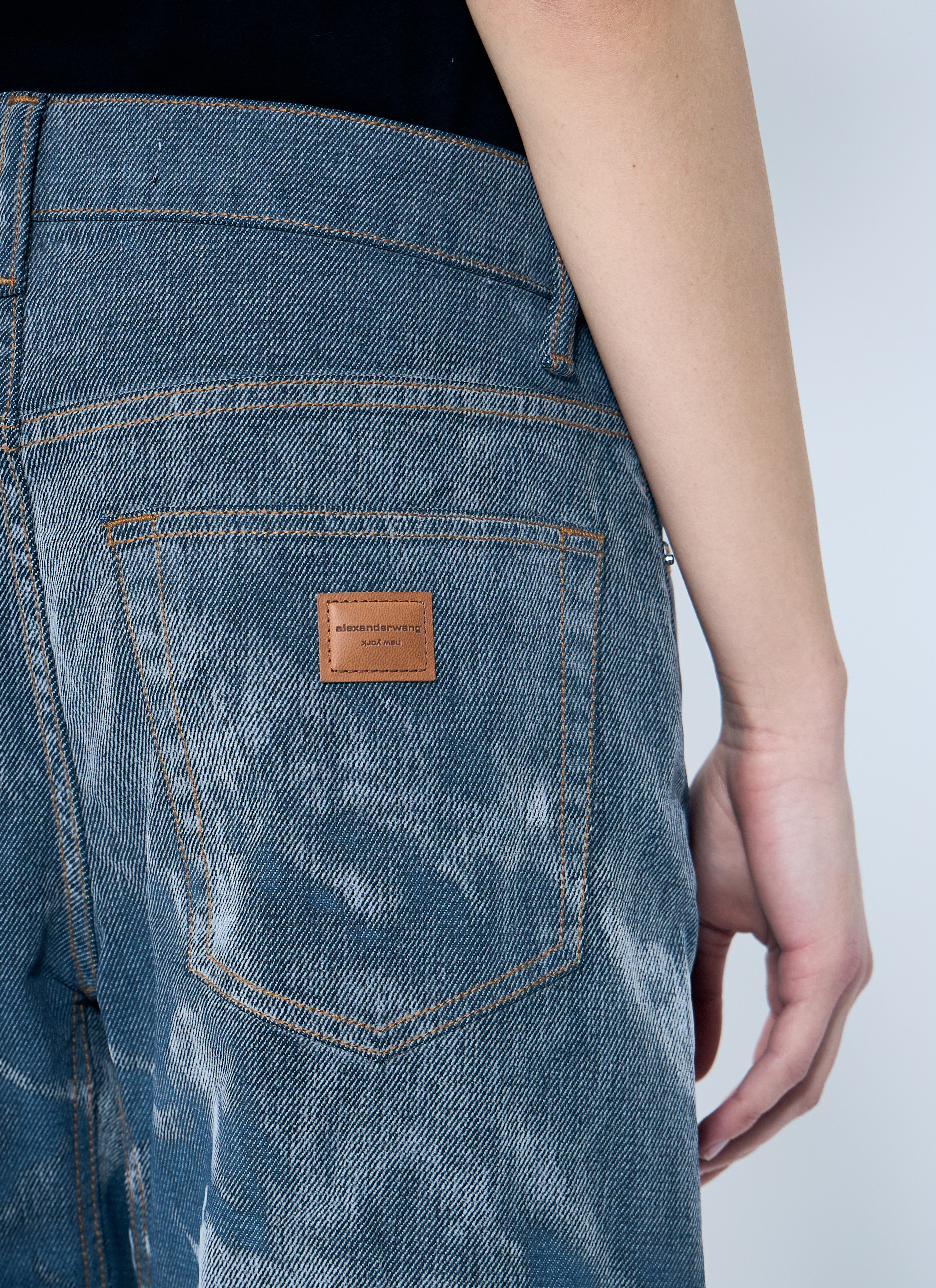 Low Rise Clouding Flocking Jeans - 5