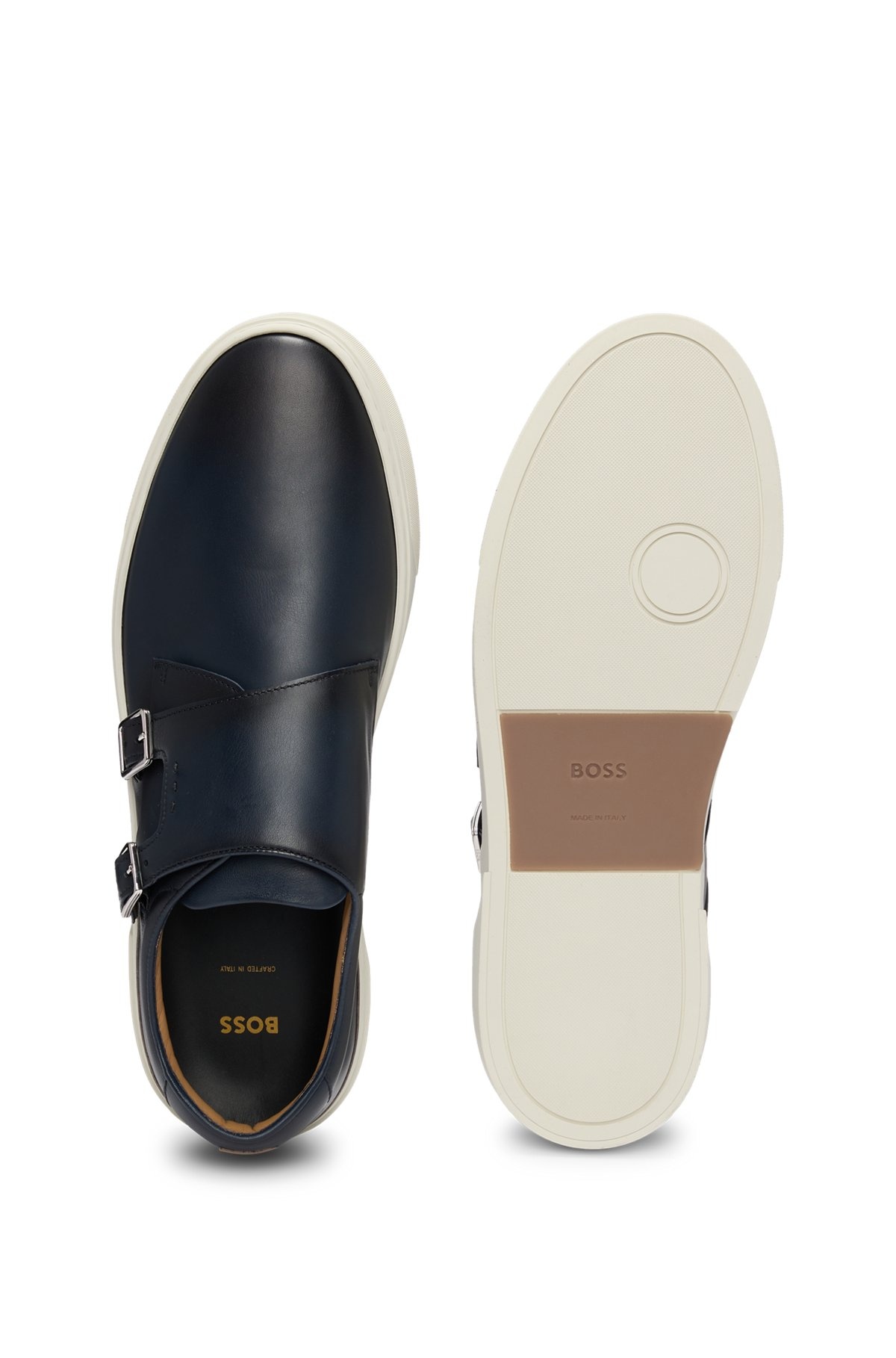 BURNISHED-LEATHER TRAINERS WITH DOUBLE MONK STRAP - 4