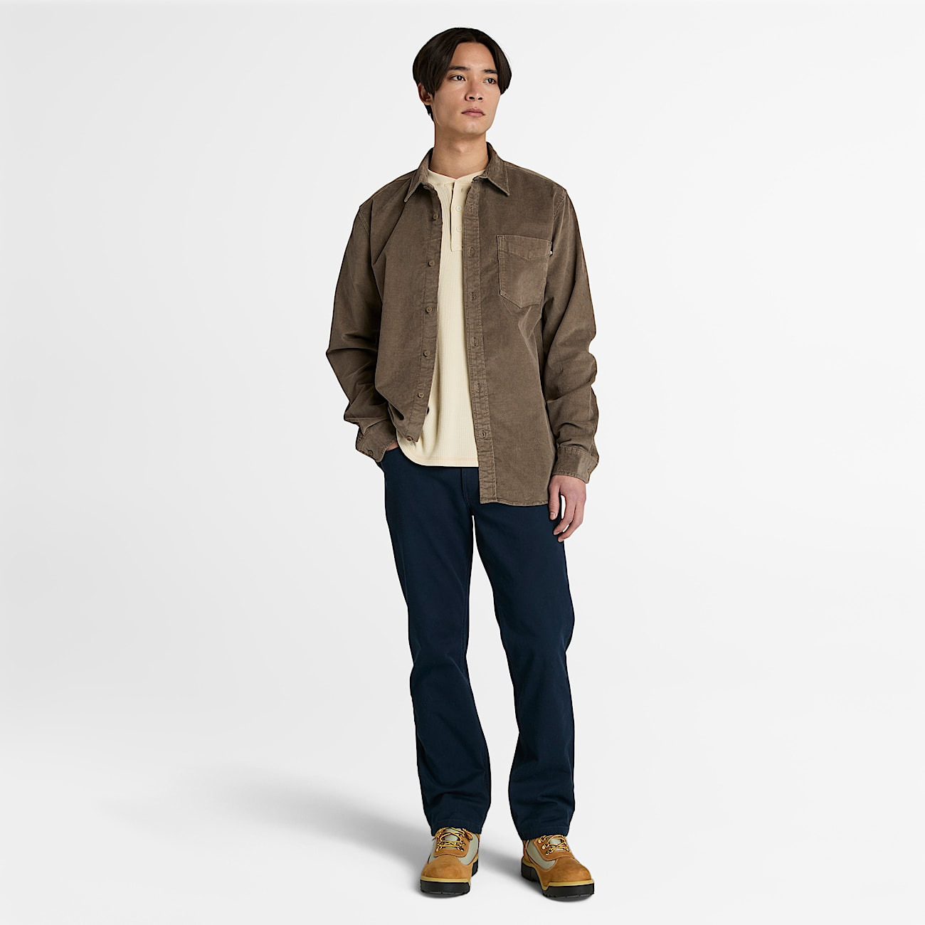 Men's Wharf River Waffle Henley Long-Sleeve Polo Shirt - 3