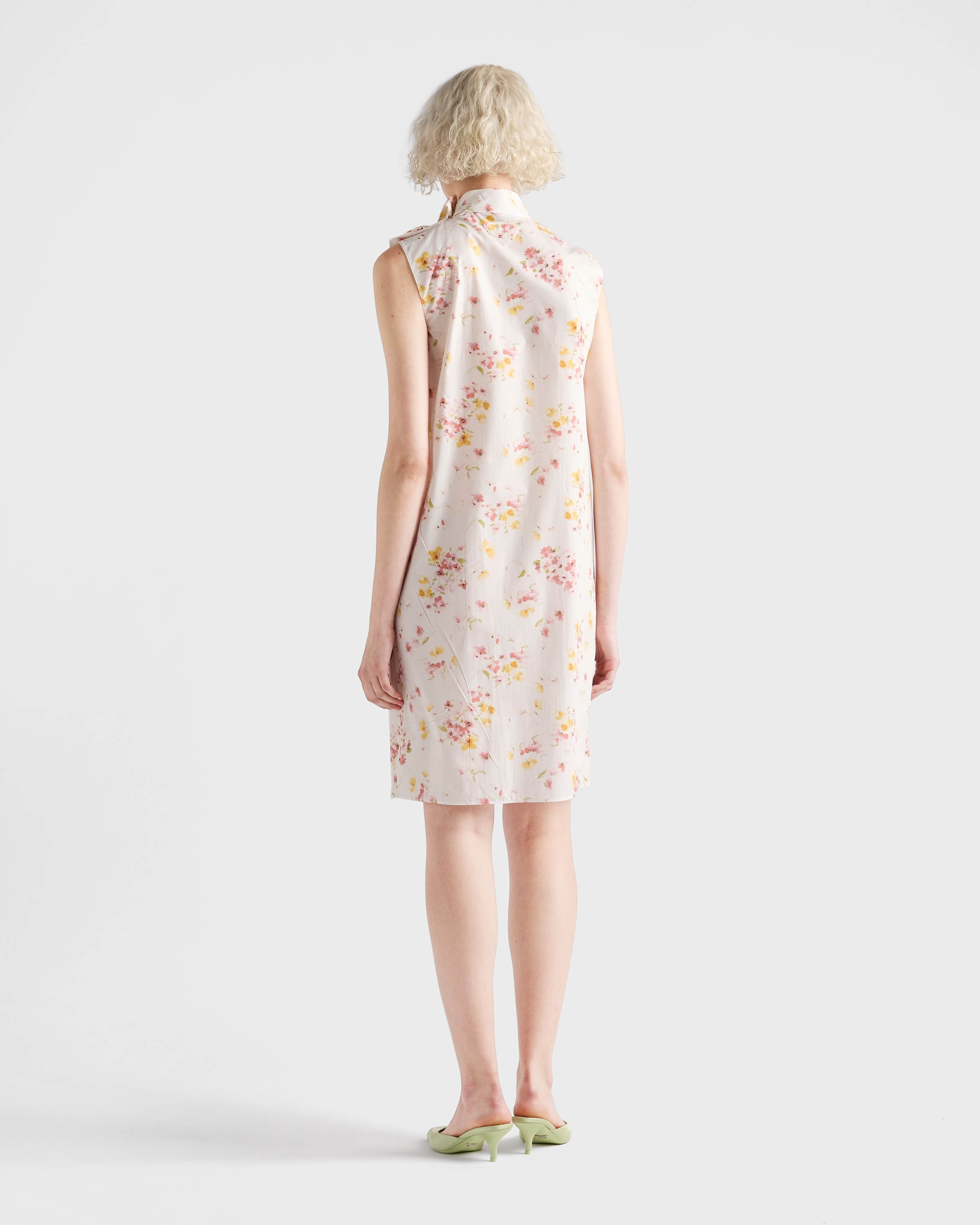 Pleated floral-print poplin dress - 5
