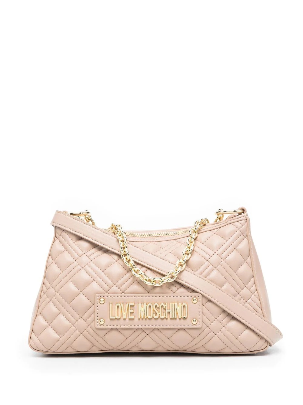 logo-plaque quilted shoulder bag - 1