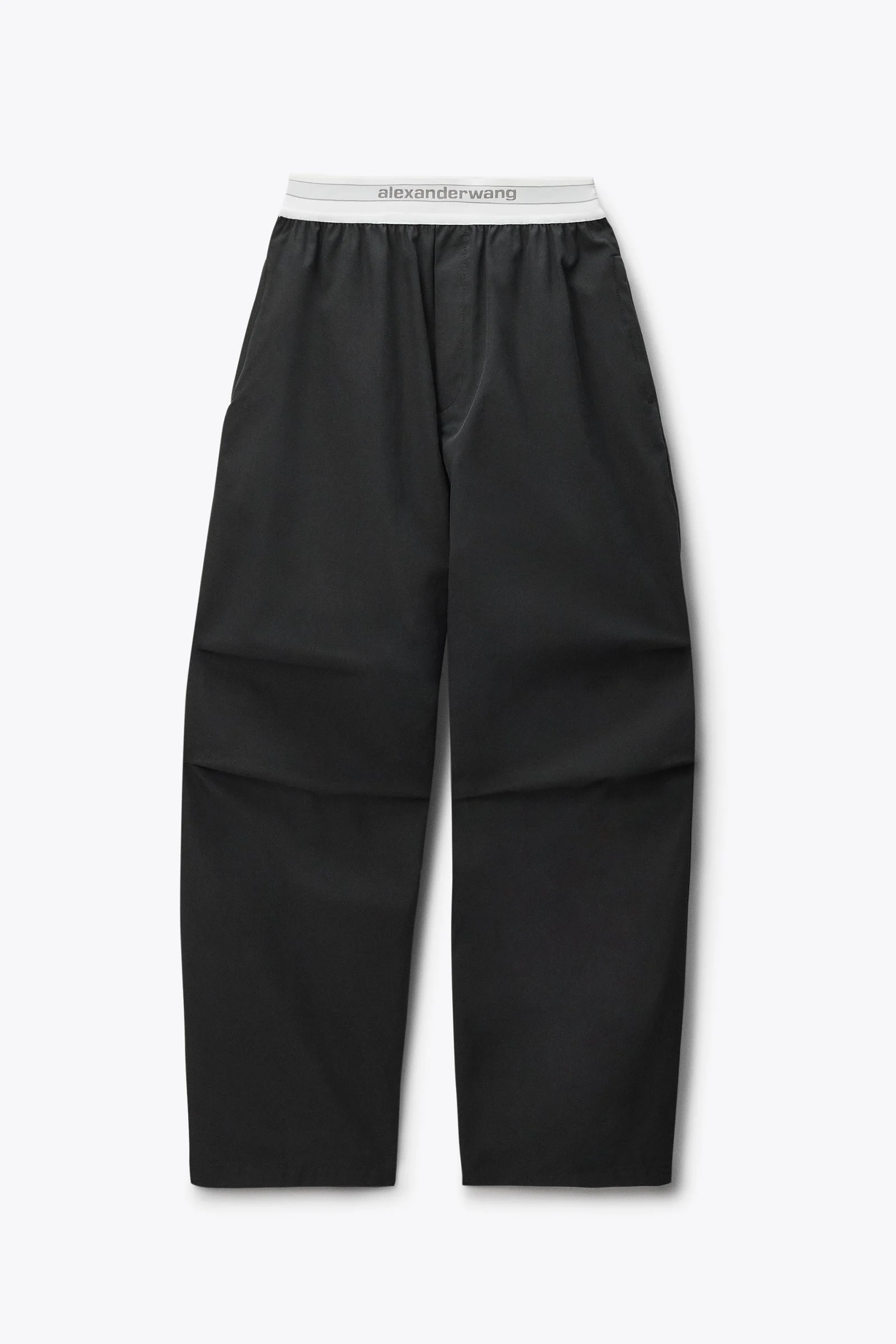 mid-rise pleated wide-leg pant with logo elastic waist - 1