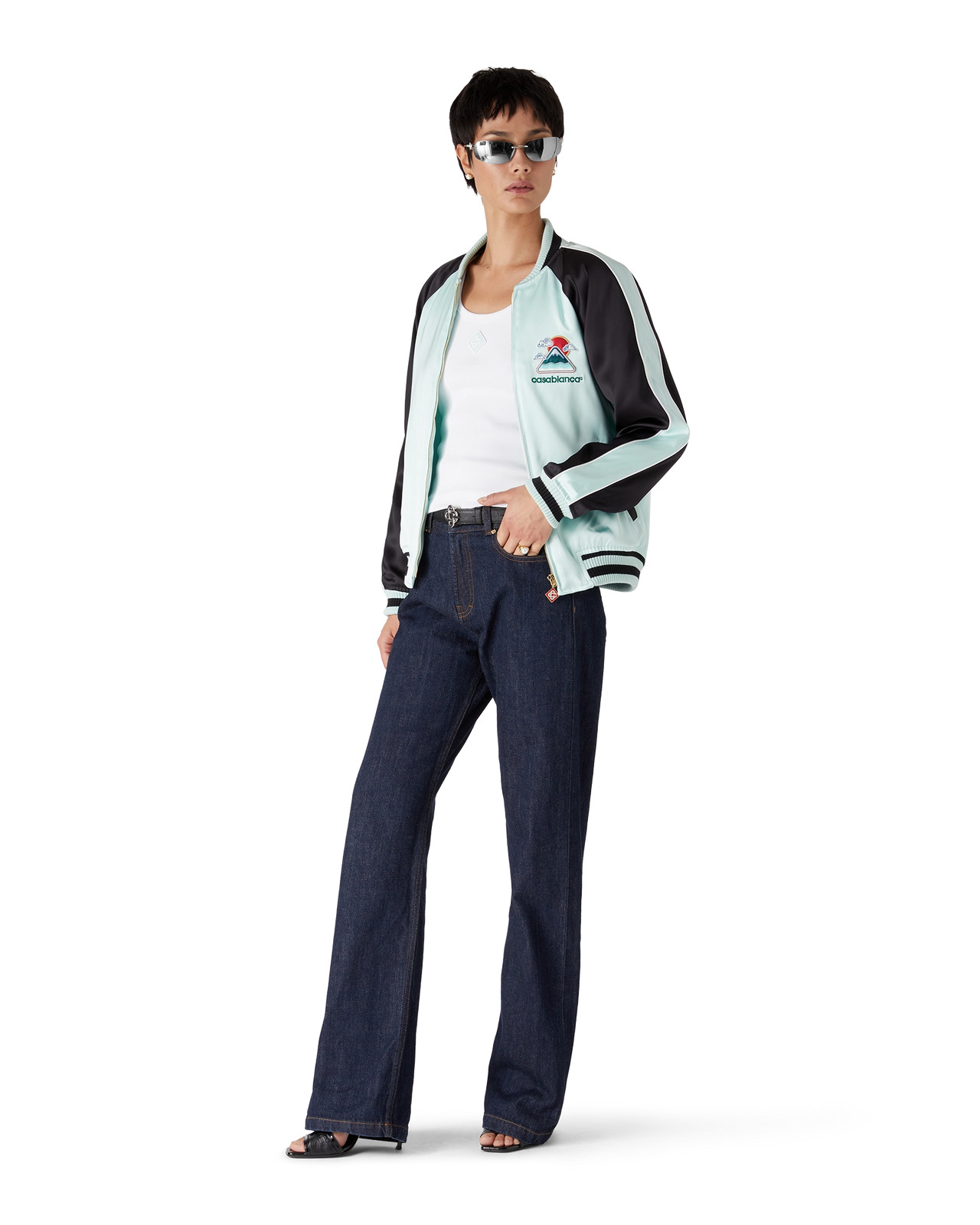 Embroidered Satin Bomber Jacket - 2