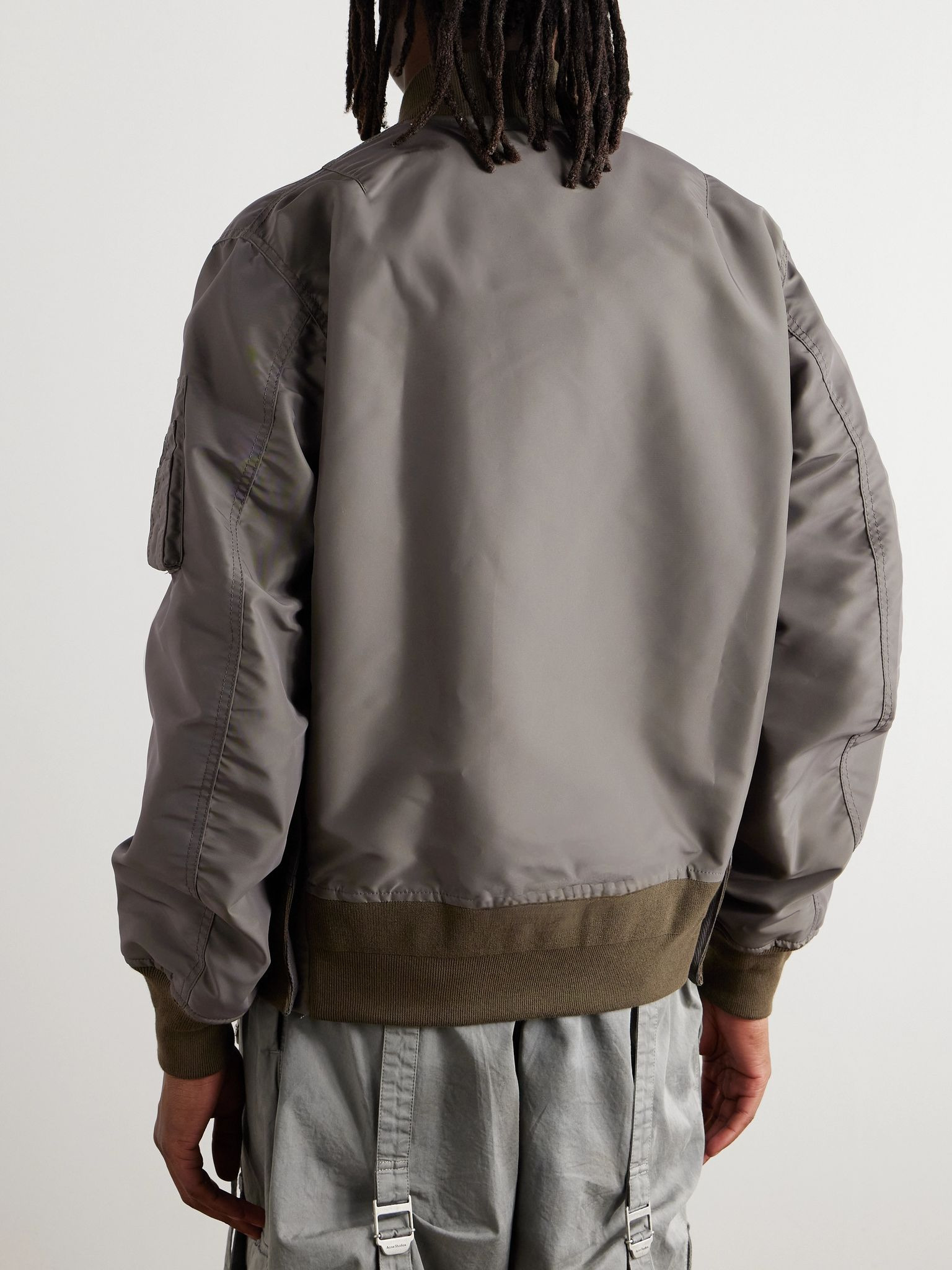 Padded Nylon-Twill Bomber Jacket Gray - 3